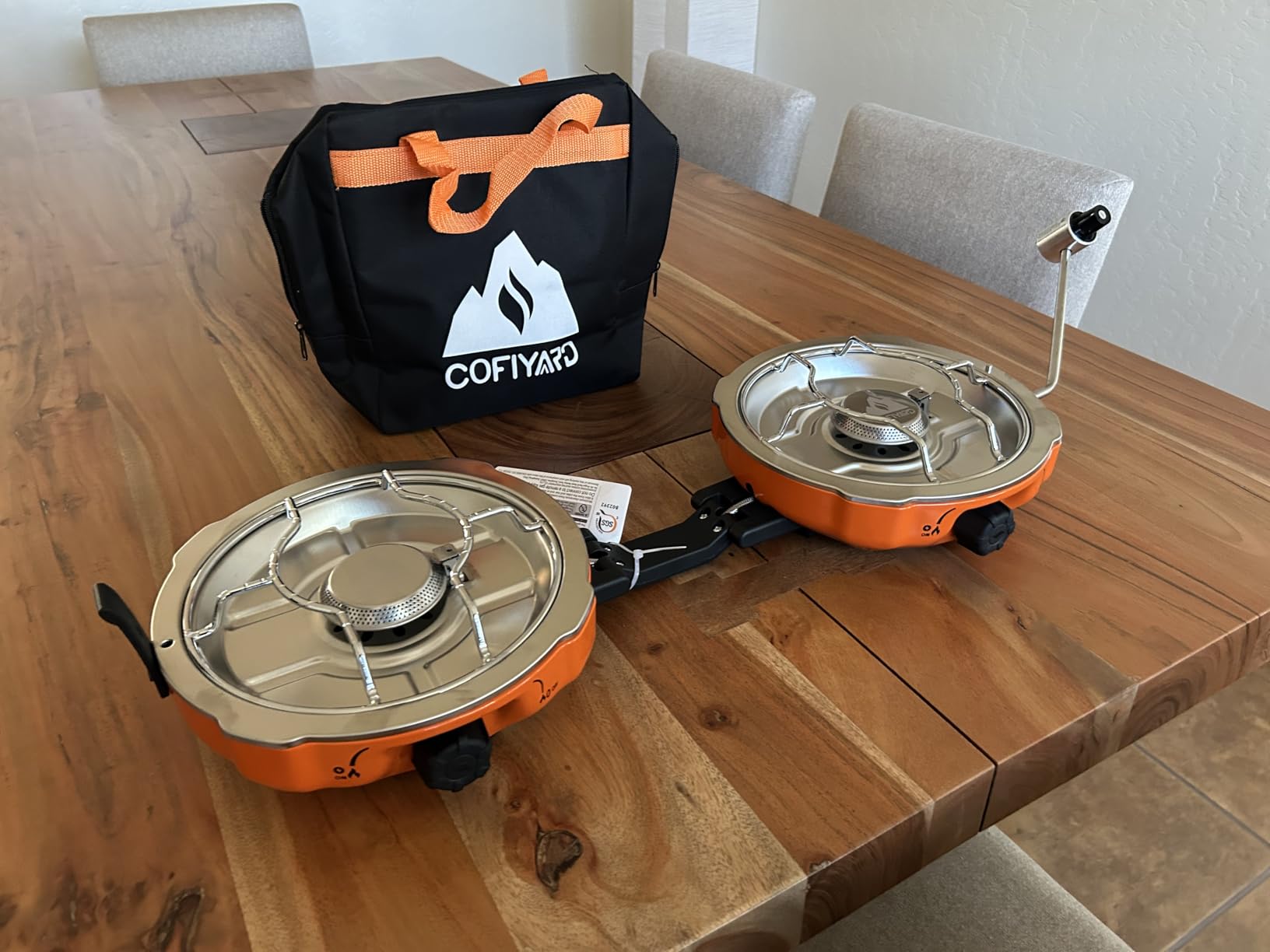 Cofiyard 20,000 BTUs 2 Burner Propane Camping Stove, Portable Folding Camp Stove with Adjustable Burners, Regulator and Carrying Bag, Dual Gas Stoves Easy Carrying Handle for Tailgating, Camping, BBQ customer photo 2