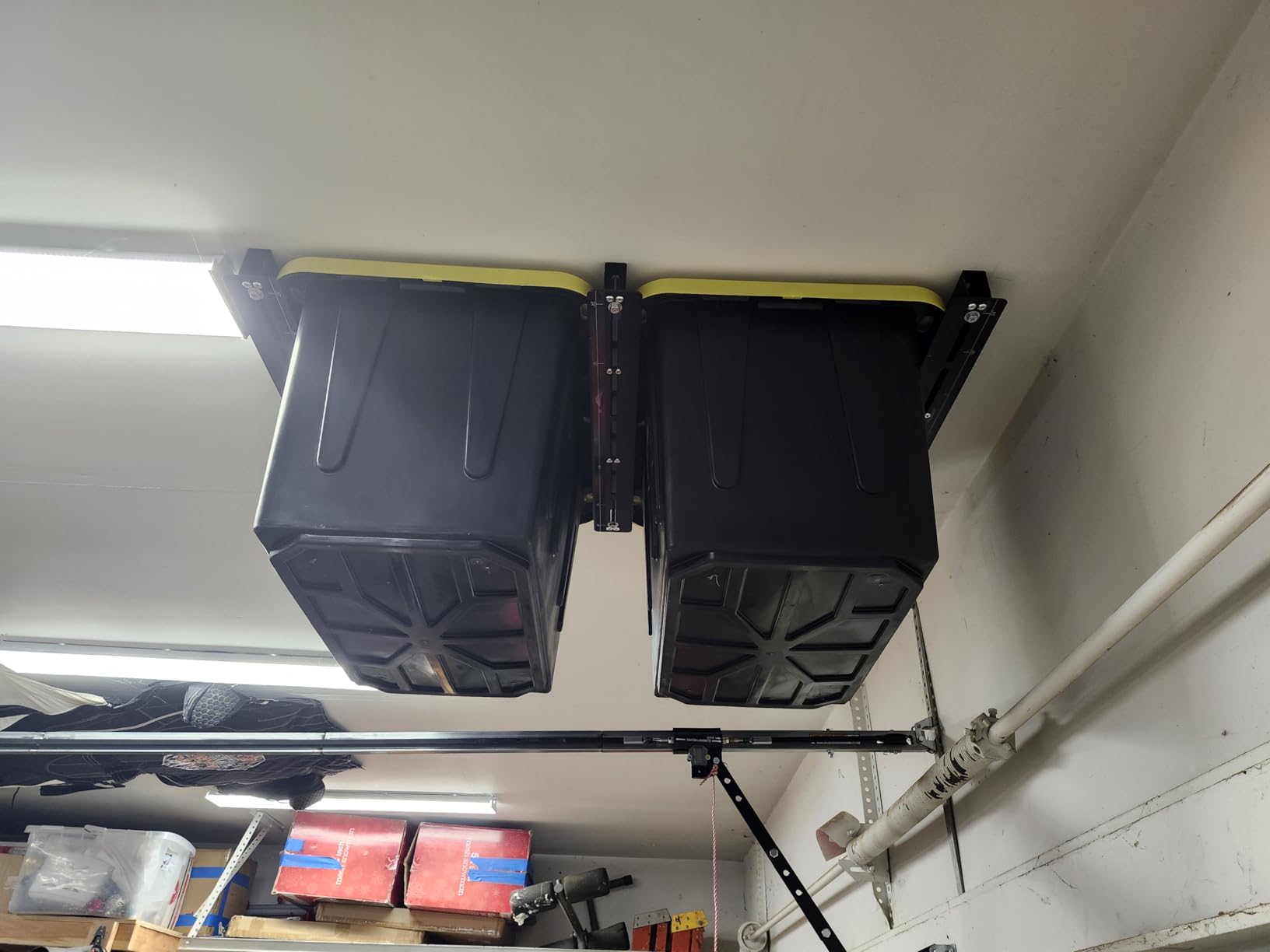EVERHANGER Ceiling Storage Rack, Heavy Duty Overhead Garage Storage Rack, Adjustable Ceiling Bin Storage System, 5 Sets for 4 Bins, 26 Inch customer photo 2