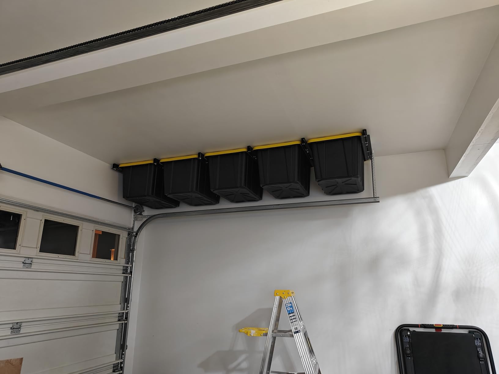 EVERHANGER Ceiling Storage Rack, Heavy Duty Overhead Garage Storage Rack, Adjustable Ceiling Bin Storage System, 6 Sets for 5 Bins, 26 Inch customer photo 1