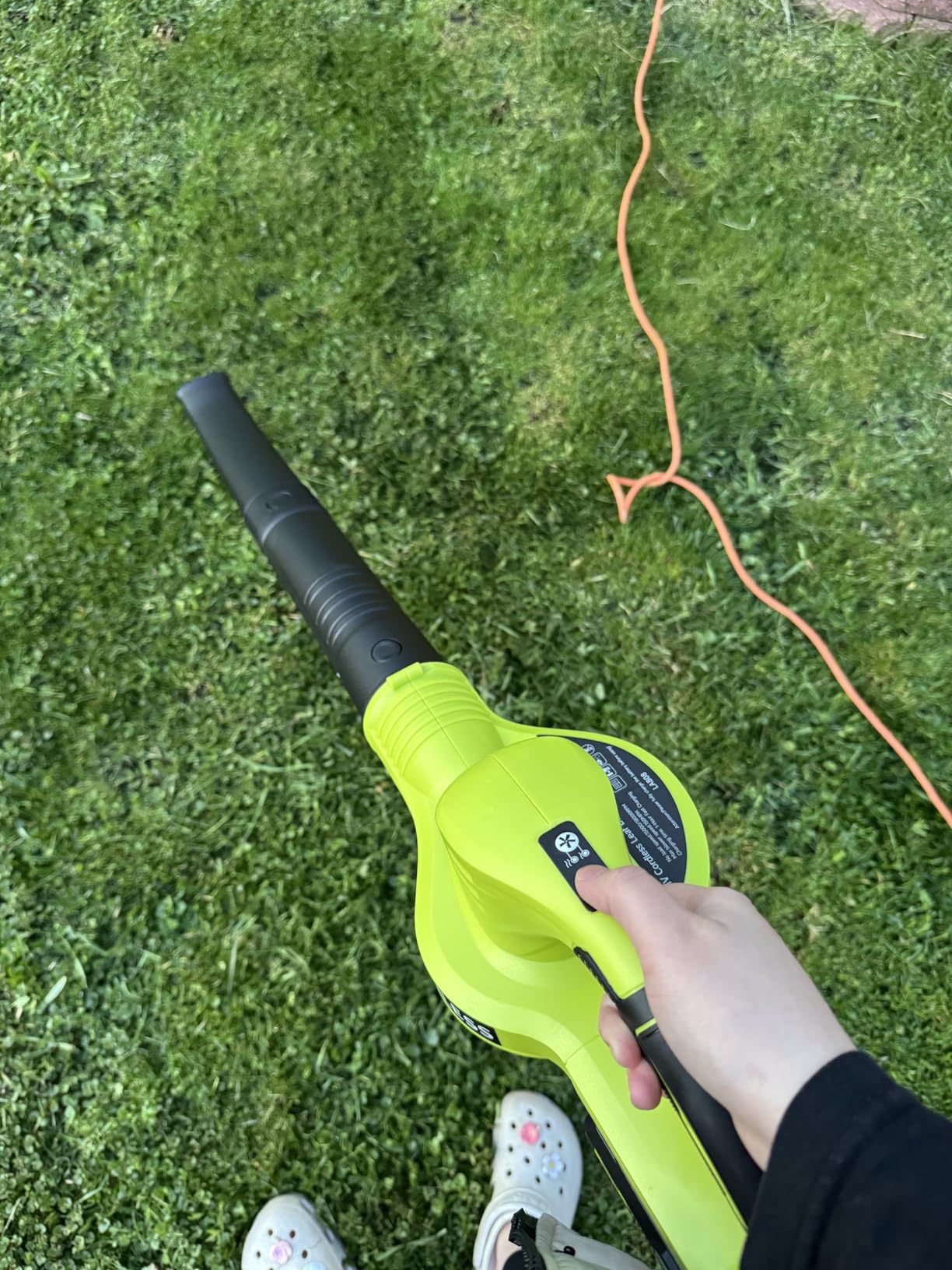 Leaf Blower Cordless - 21V Powerful Electric Leaf Blower with 2 Batteries and Charger, 2 Speed Modes, 2.0Ah Lightweight Battery Powered Leaf Blowers for Lawn Care, Patio, Dust, Blowing Leaves customer photo 2