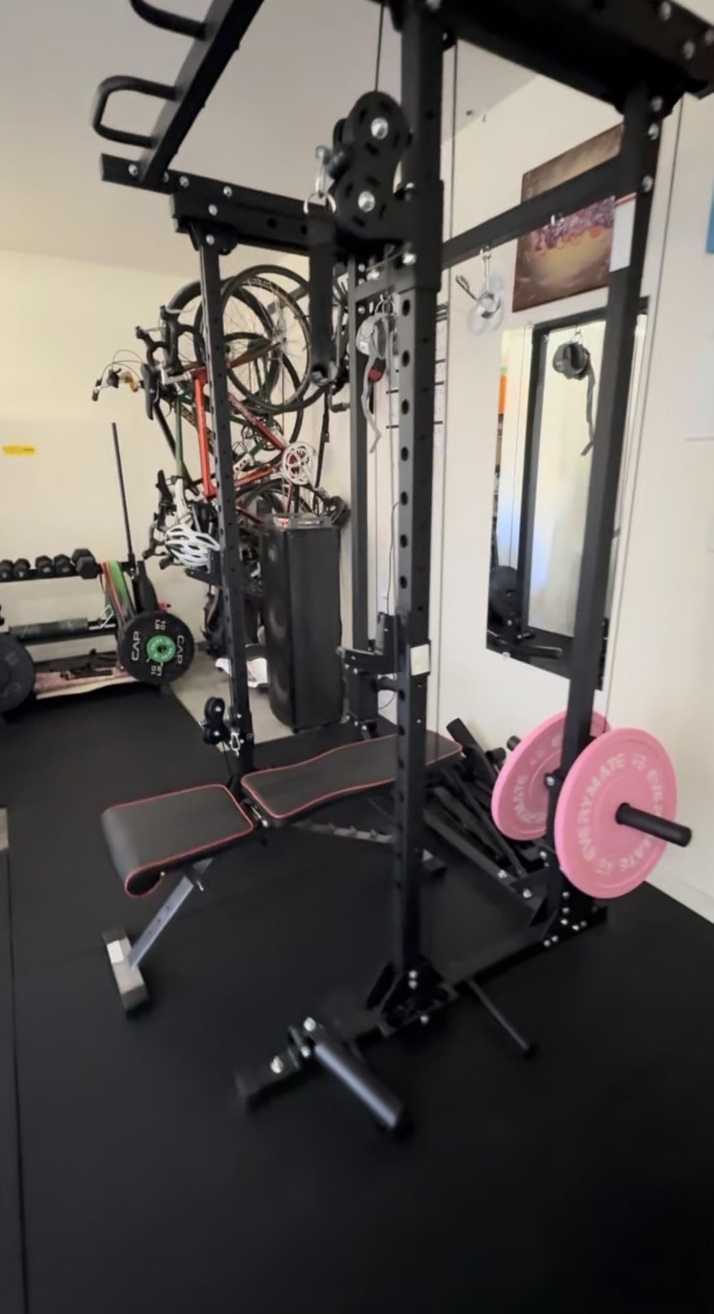 MAJOR FITNESS Drone3 Power Rack, 2500lbs Multi-Function Home Gym Squat Rack with Dual Pulley System customer photo 1