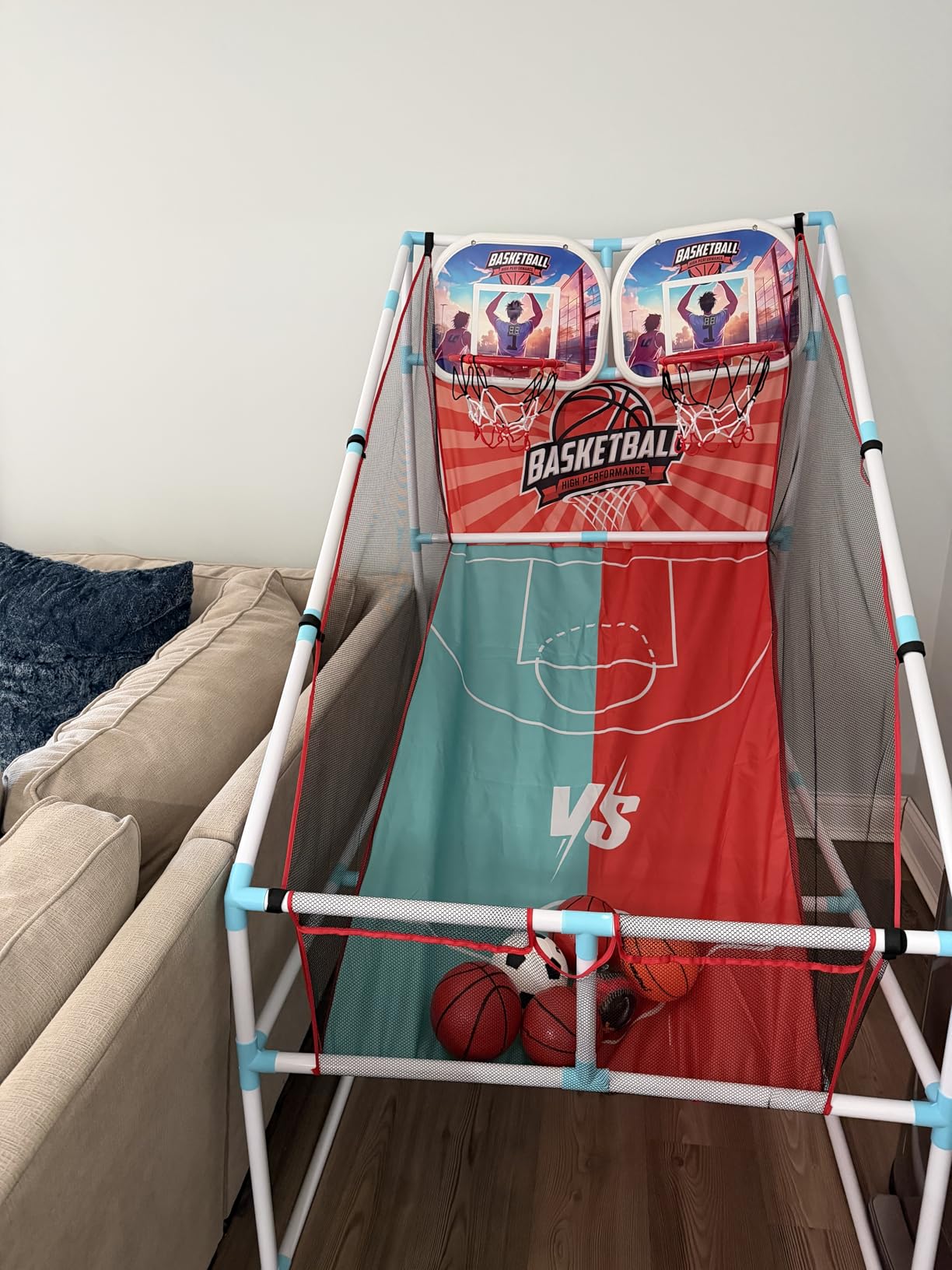 2-Player Arcade Basketball Game Set, Upgraded Indoor Hoop with LED Light Electronic Scoreboard 4 Balls, Carnival Games Sports Toys Kids 3-10 for Home Party Backyard Outdoor customer photo 1