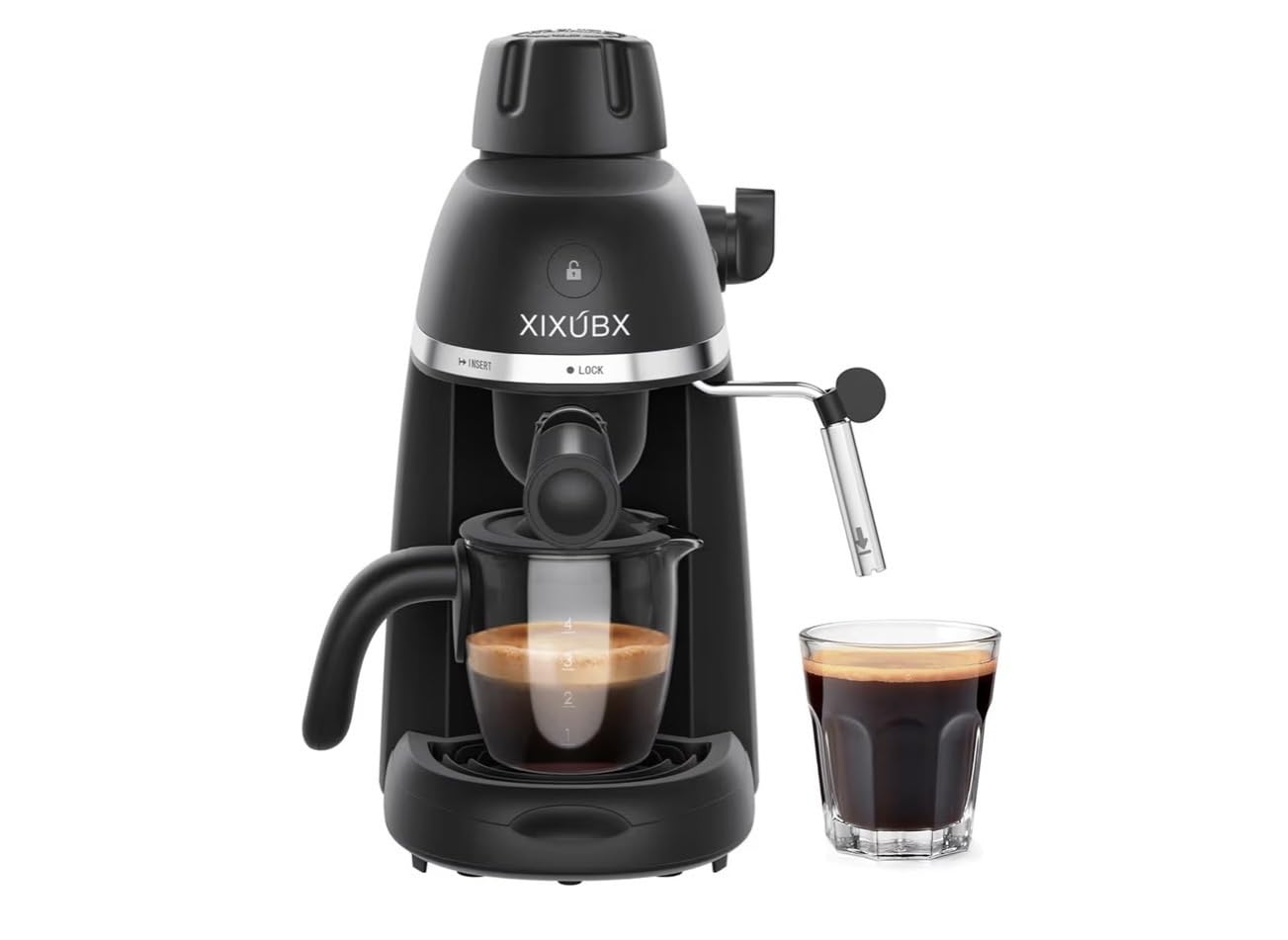 XIXUBX Coffee Machine, 3.5 Bar Espresso & Cappuccino Machine with Steam Wand, Compact Design Coffee Maker for Latte, Safety Lock & Tritan Cups, 800w, Black customer photo 2