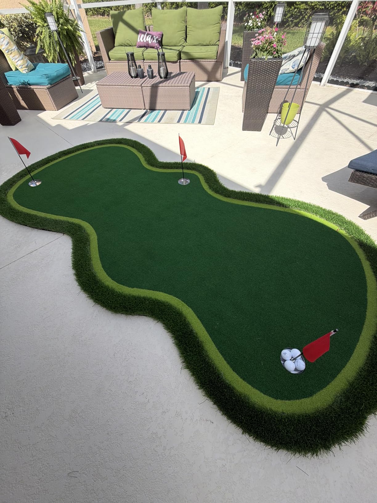 Golf Putting Green Mat, Professional Large Putting Mat with Movable Cup/Slope Pad for Indoor & Outdoor customer photo 2