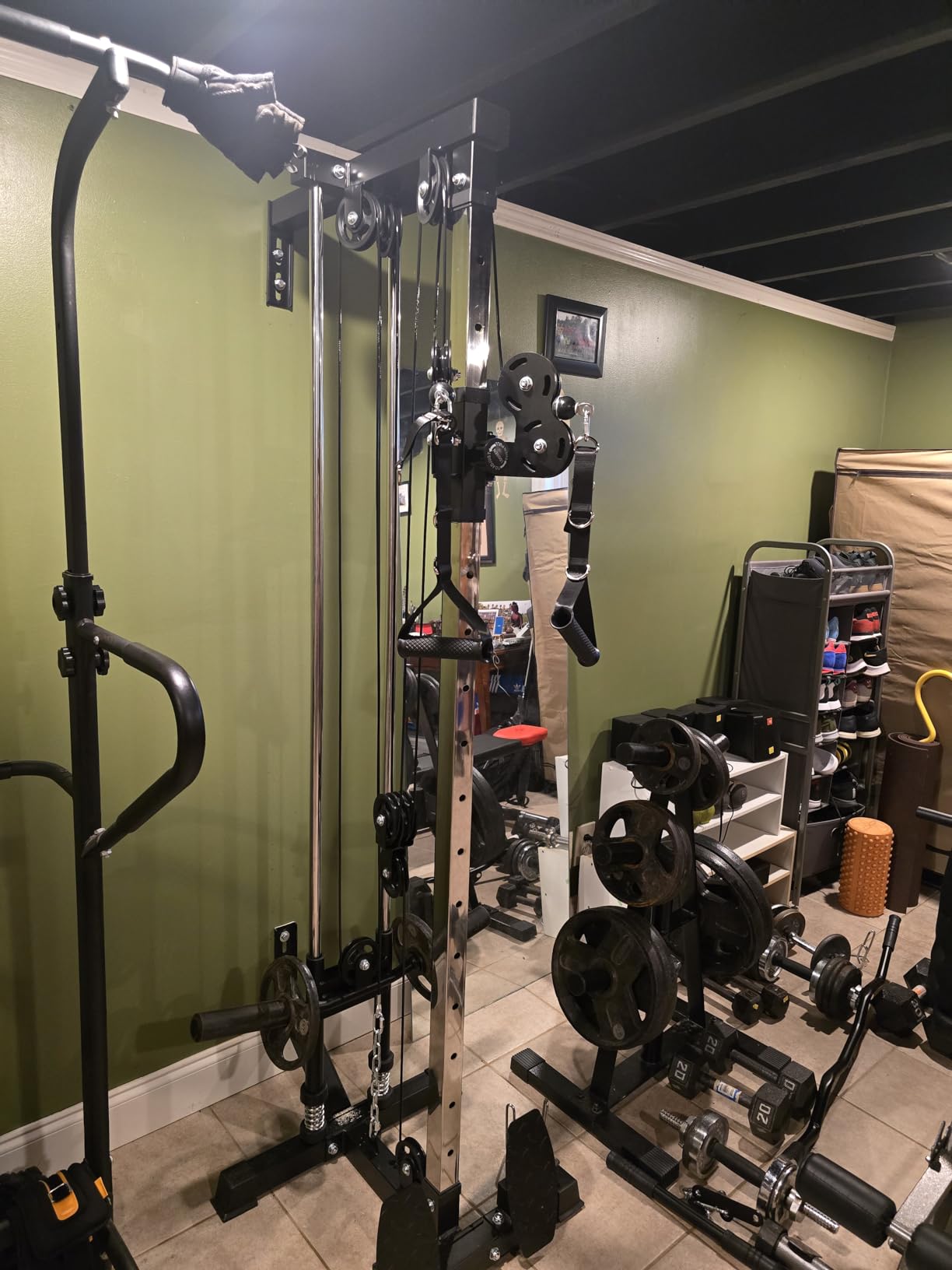 Wall Mount Cable Station, WM1 Cable Crossover Machine with 17 Positions, High and Low Cable Crossover Machine with Removable Footplate for Garage Home Gym customer photo 2