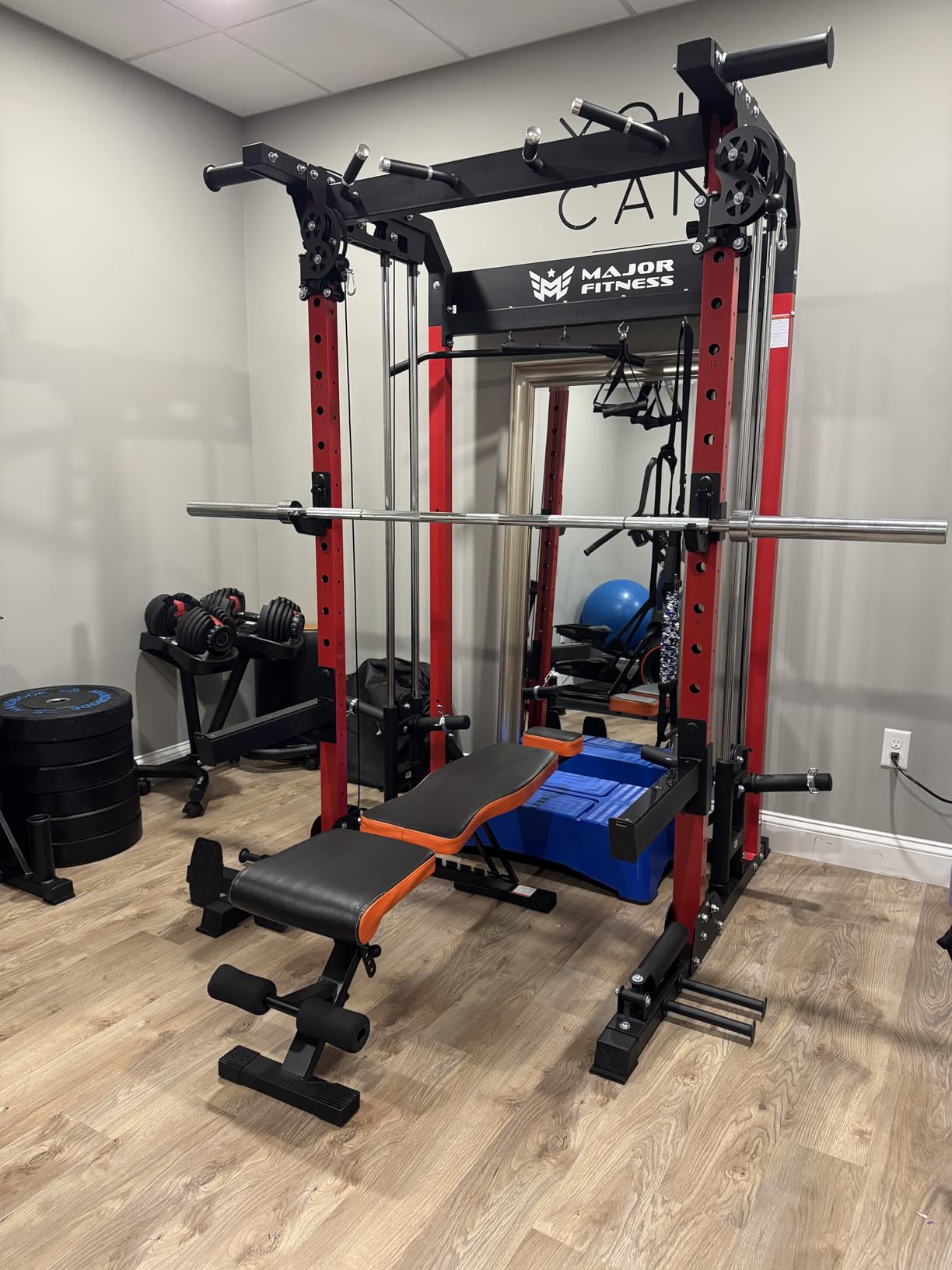 MAJOR FITNESS F22 Power Rack, 1600lbs All-in-One Squat Rack with Dual Pulley System customer photo 1