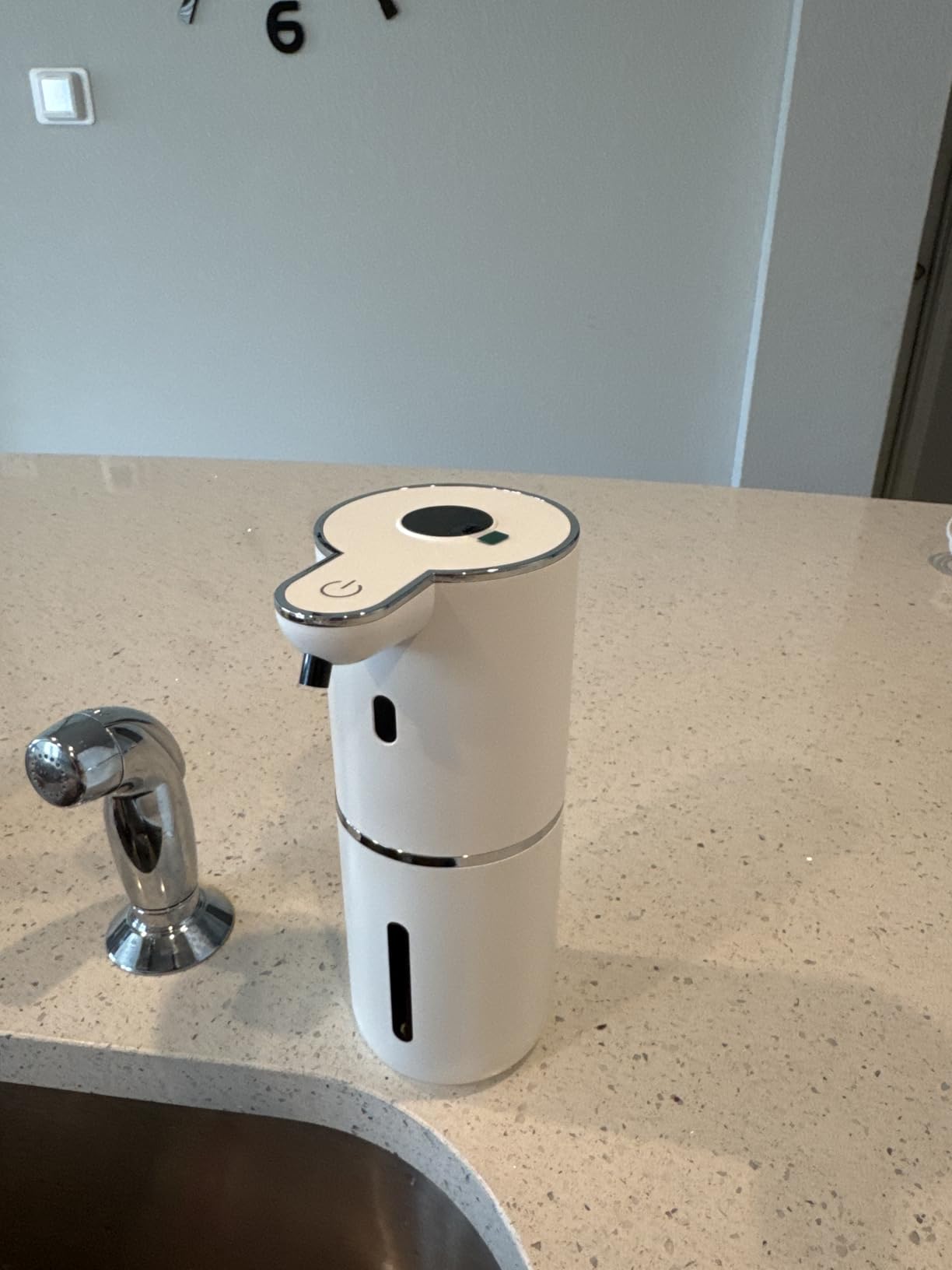 OHIFAST Automatic Liquid Soap Dispenser Touchless, USB Rechargeable Smart Hand Soap Dispenser, 6-Level Adjustable, 12.8oz/380mL Wall Mounted for Bathroom Kitchen Accessories Dish Soap-White customer photo 2
