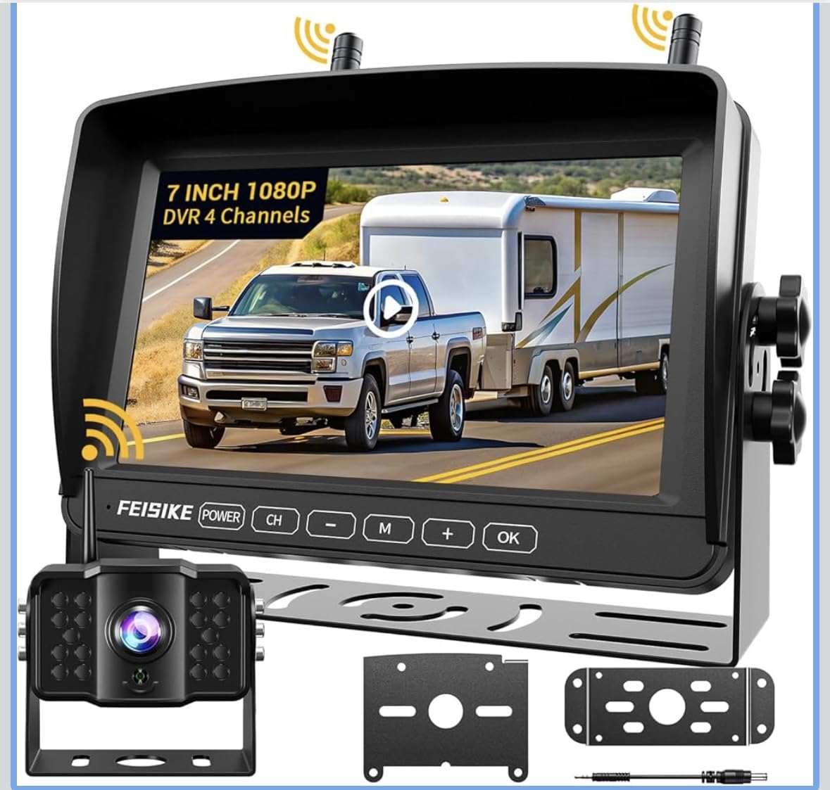 Wireless Backup Camera with 7 Inch 1080p Monitor, RV Backup Camera for Furrion Pre-Wired, Recording 4-Channel Split Screen, IR Night Vision, IP69 Wide Angle, Back up Camera Systems for Truck Trailer customer photo 1