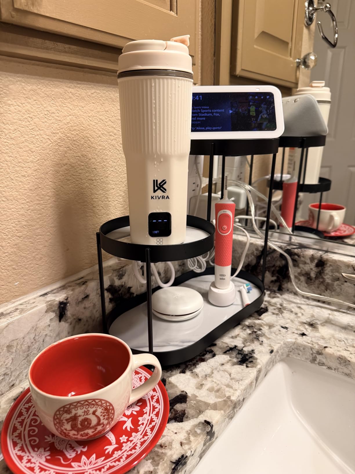 KIVRA Travel Kettle-316 Stainless Steel Portable kettle, 450mL Portable Water Boiler with 6 Temperature Control, Auto Shut Off & Boil Dry Protection, Small Electric Kettle for Global Use (100-240V) customer photo 1