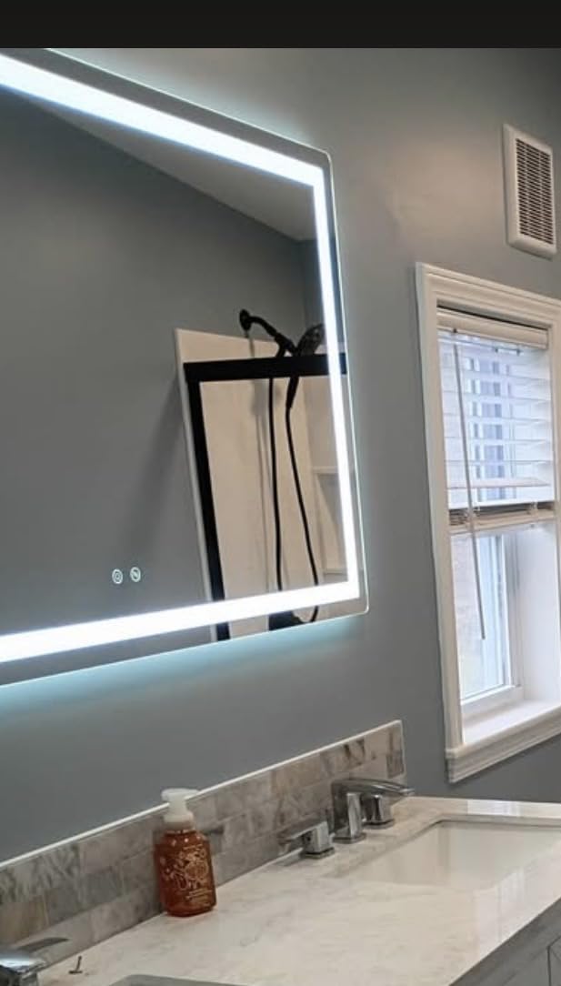 Delma LED Bathroom Mirror with Lights, 30x50 Vanity Mirror for Bathroom Wall, Anti-Fog, Dimmable, Front Lit & Backlit, Memory Function, Shatterproof Tempered Glass, 3 Color Modes(Horizontal/Vertical) customer photo 2