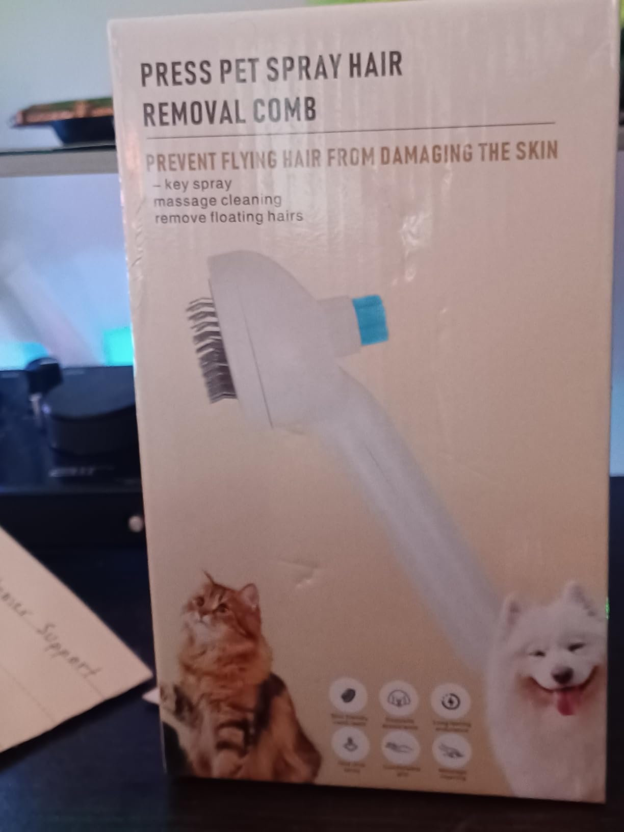 Pet Steam Brush for Dog & Cat - 3-in-1 Steam Grooming Brush for Shedding & Hair Removal - Self Cleaning Spray Comb with Mist for Long Haired Pets - Includes 1*Waterless Shampoo, Blue customer photo 2