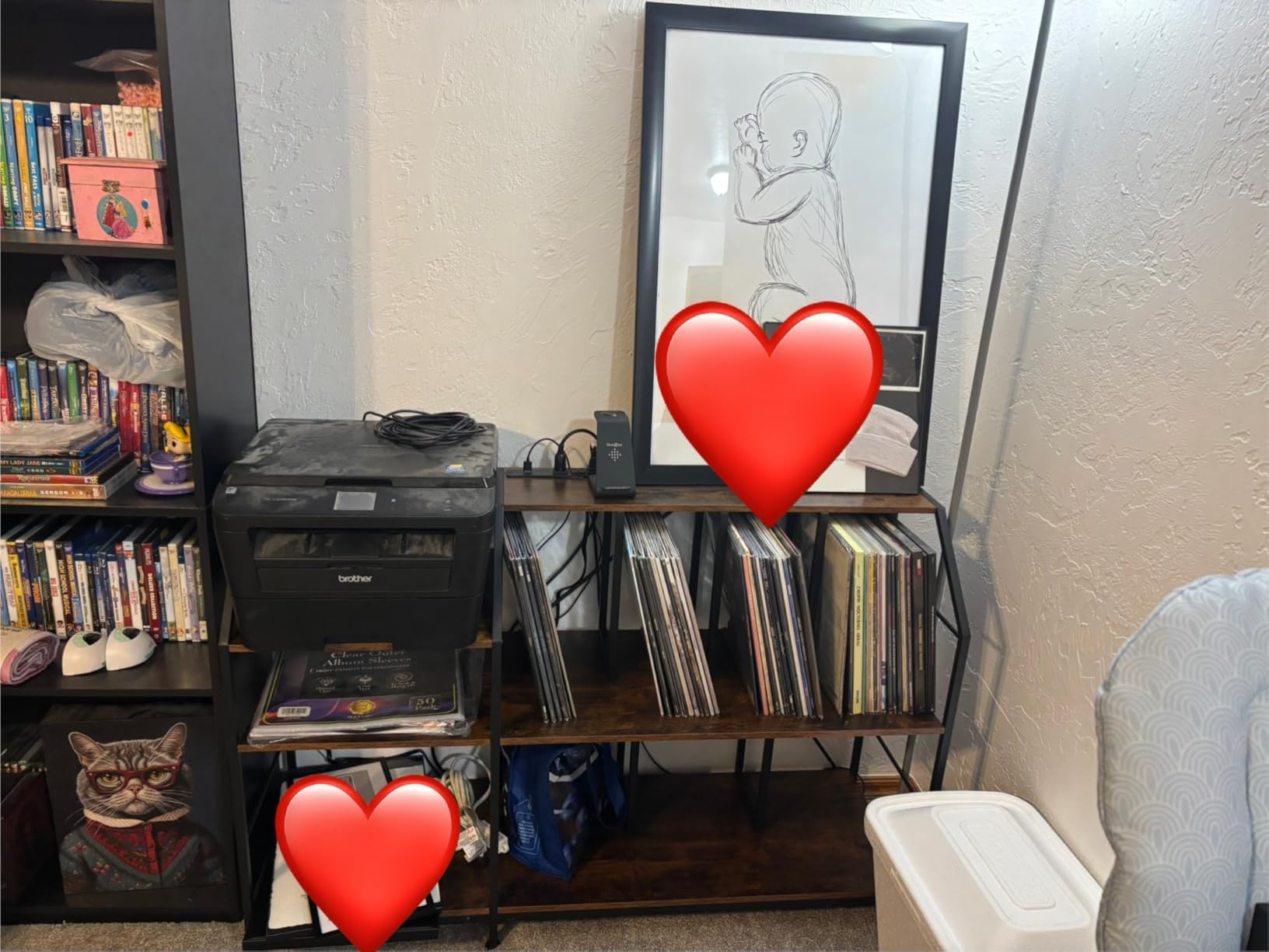 Faesun Large Record Player Stand with Vinyl Record Storage & Power Outlets, 500+ Albums Storage Cabinet, 3-Tier Turntable Stand customer photo 2