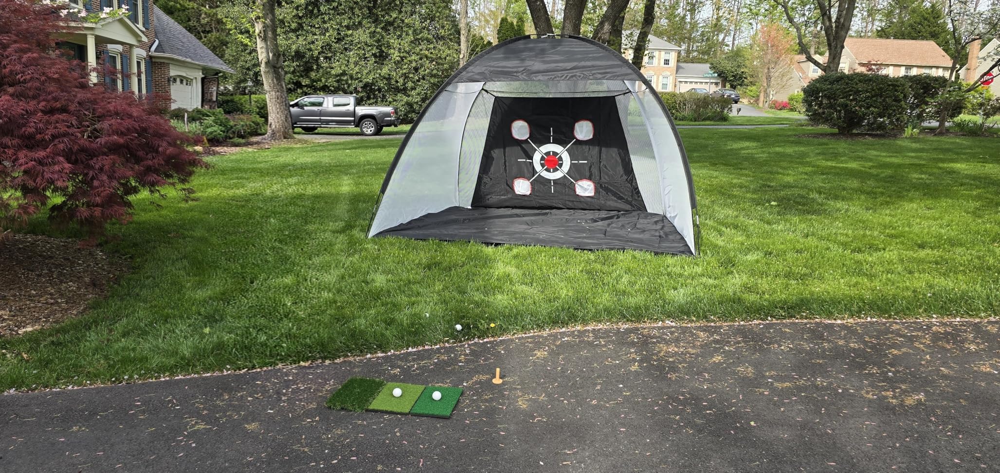 Golf Net, 10x7FT with Golf Practice Mat, Hitting Aid Nets for Backyard Driving Chipping Training Swing with Targets Outdoor or Indoor- Gifts for Men/Dad/Him customer photo 2
