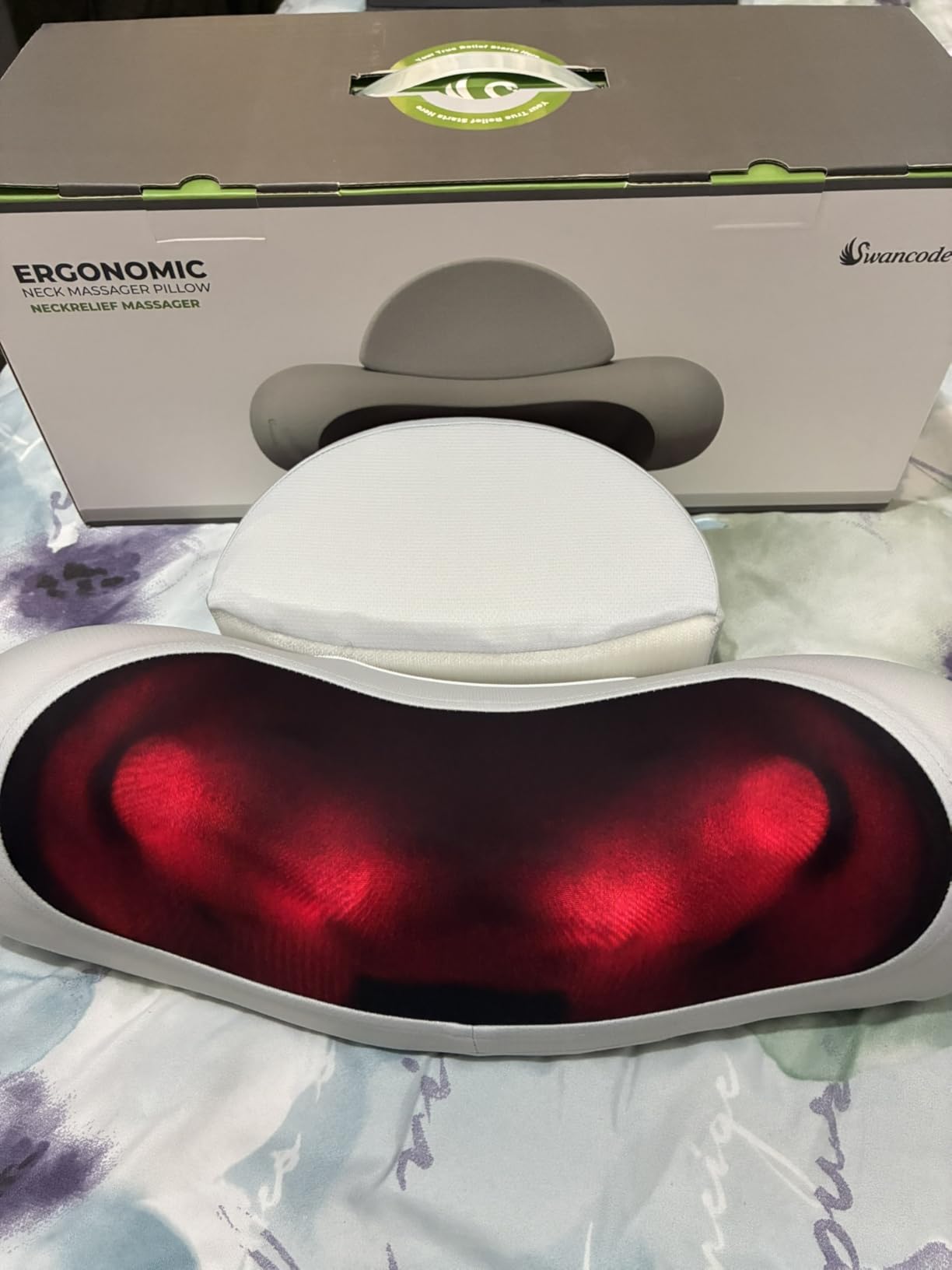 Upgraded 3-in-1 Neck Massager Pillow with Heat, Portable Cordless Neck Massager for Pain Relief Deep Tissue, Rechargeable Pillow Massager customer photo 2