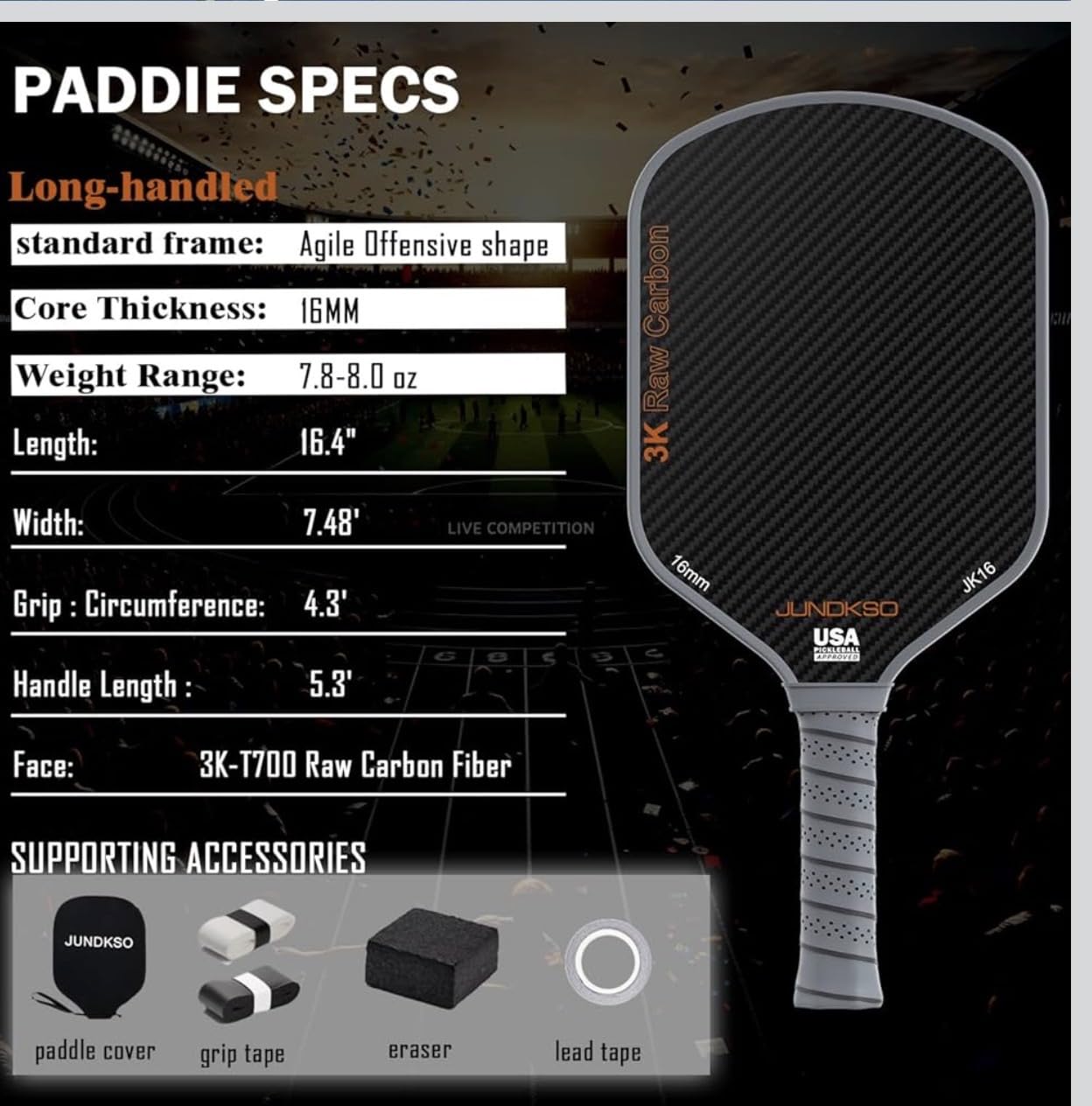 Professional T700 Carbon Fiber Pickleball Paddle 3K Raw Carbon customer photo 1