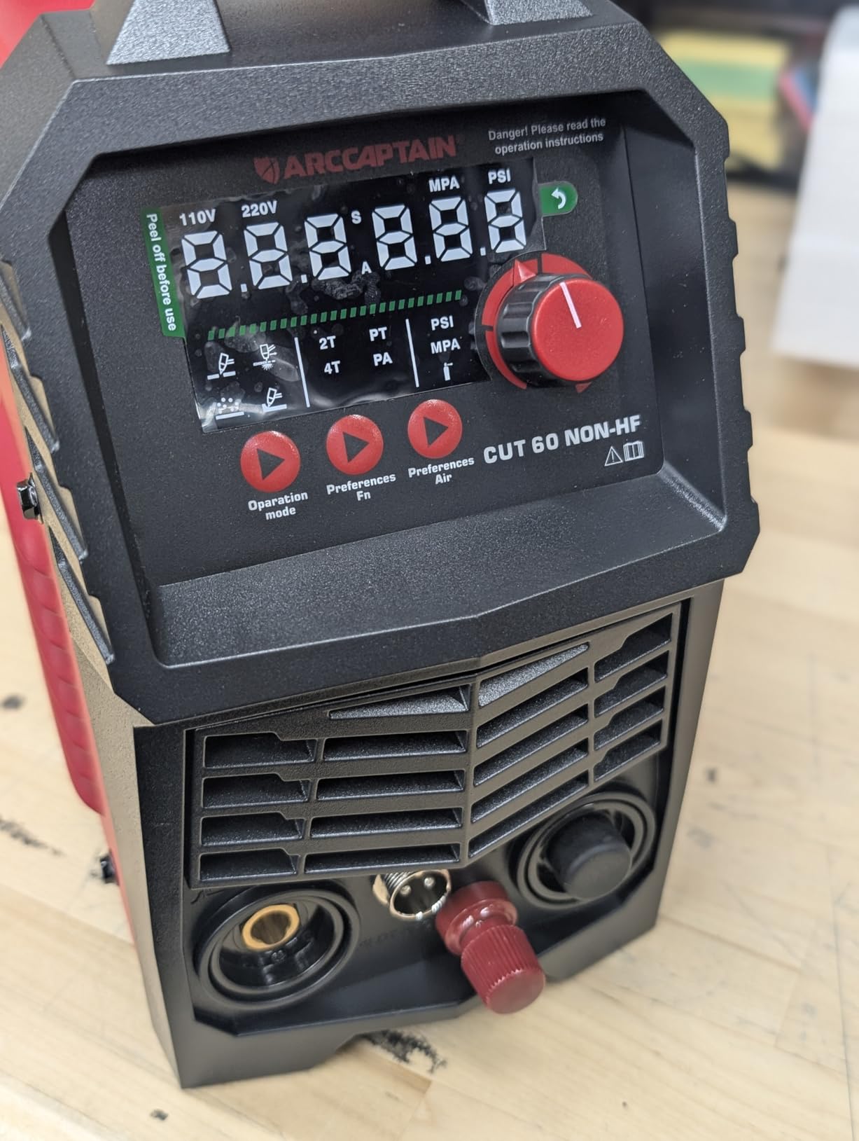 ARCCAPTAIN 60Amp [Non-HF] Plasma Cutter, Blow Back Pilot Arc Plasma Cutting Machine, 110V/220V, Upgraded Large LED Display, Plate Cutting, Expanded Metal, Rust Removal, Gouging, Air Pressure Detection customer photo 2