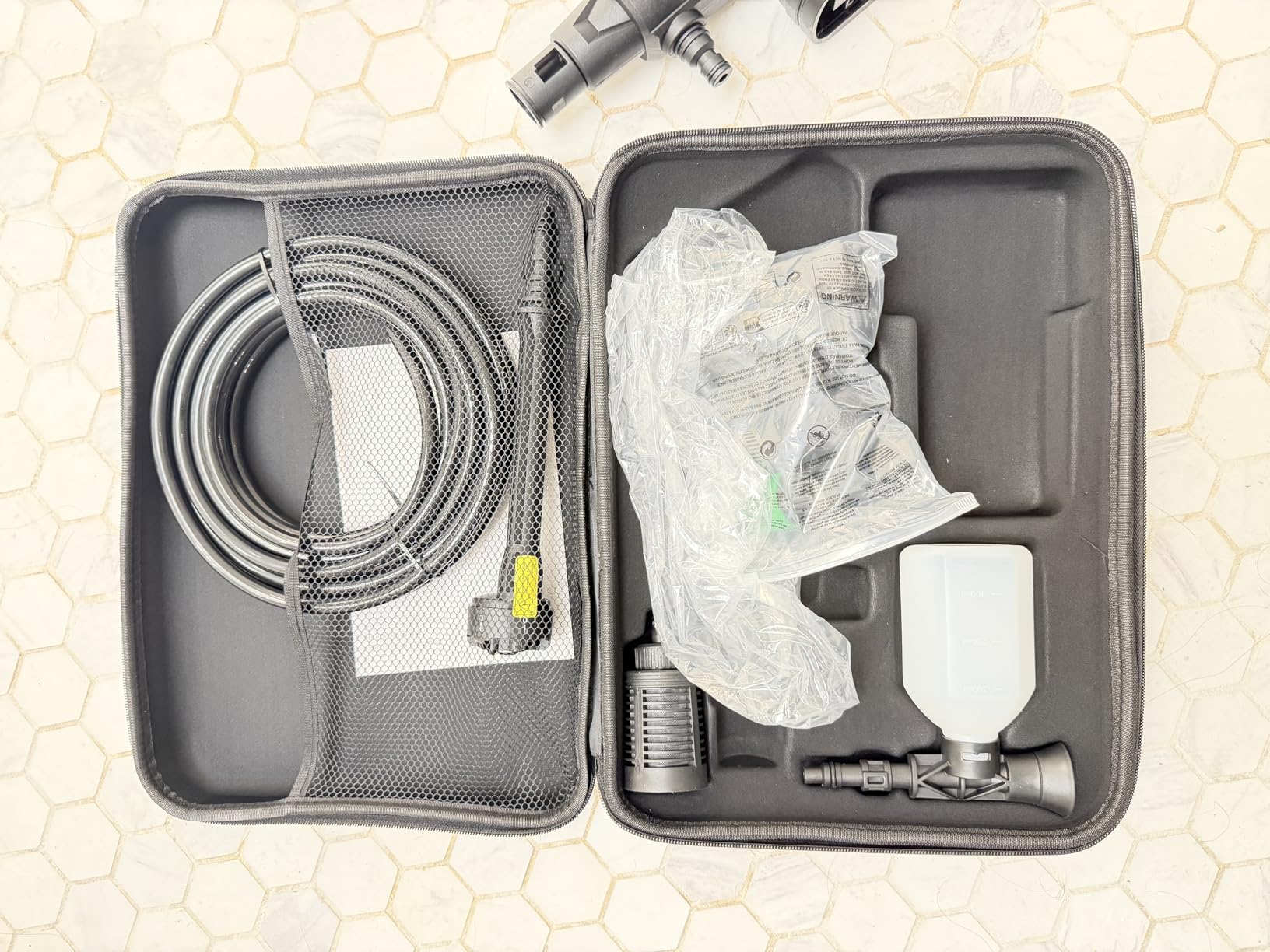 Cordless Portable Washer, 1200 PSI Battery Operated Washer with Brushless Motor, Battery, 23FT Elastic Hose, 3 Level Adjustable; Handheld Washer for Car, Home, Patio, Driveway (Glacier White) customer photo 1