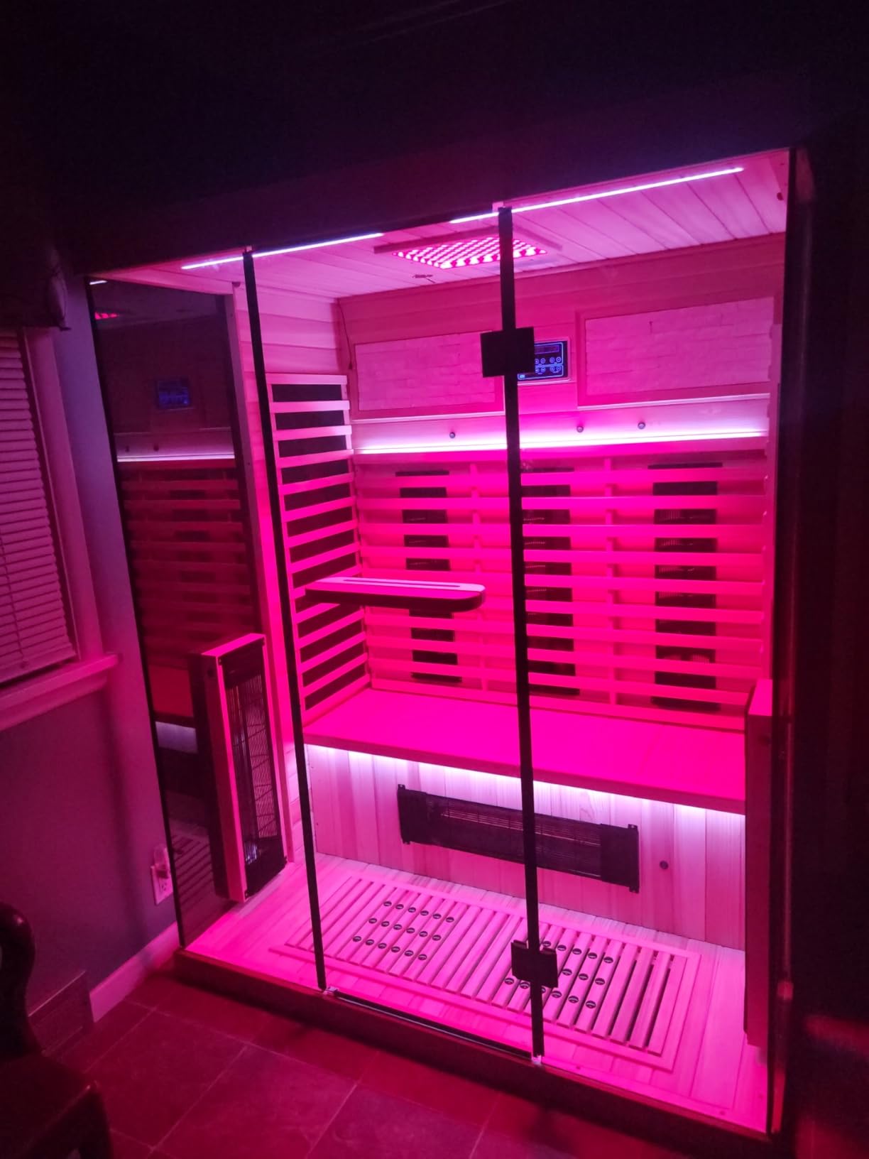 MEISSALIVVE Full Spectrum Infrared Sauna，2-3 Person Home Sauna，Red Cedar Indoor Sauna with Resonance Speaker, Panoramic Tempered Glass Door customer photo 1
