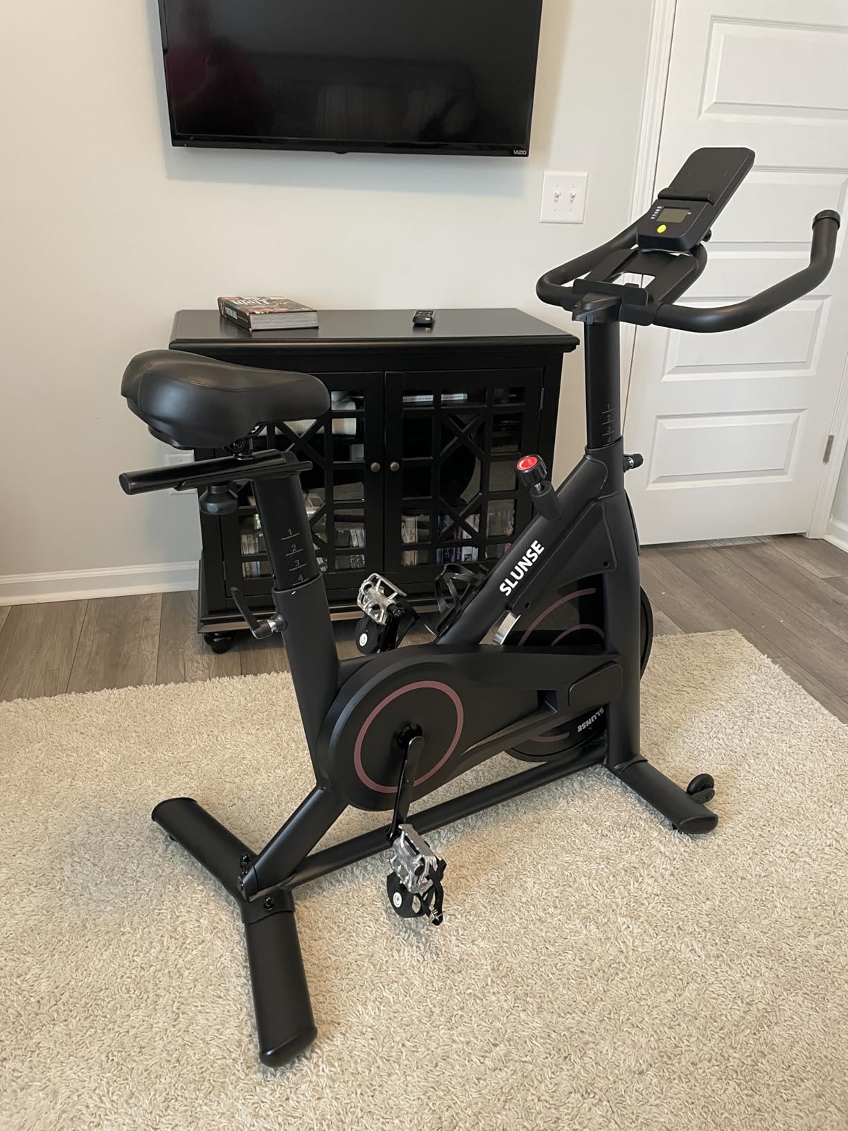 Exercise Bike, Magnetic Resistance Stationary Bikes for Home with App Compatible, Silent Indoor Cycling Bike with 350lbs Weight Capacity Comfortable Seat, Digital Monitor & Phone Mount customer photo 2