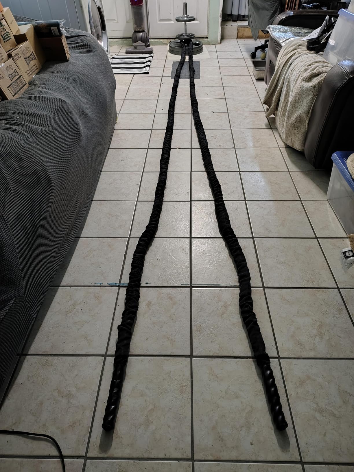 Battle Rope for Home Gym Workout - 1.5 Inch 30ft Heavy Weighted Training Exercise Ropes Fitness Equipment with Sleeve and Anchor Strap Kit for Outdoor Working Out customer photo 1