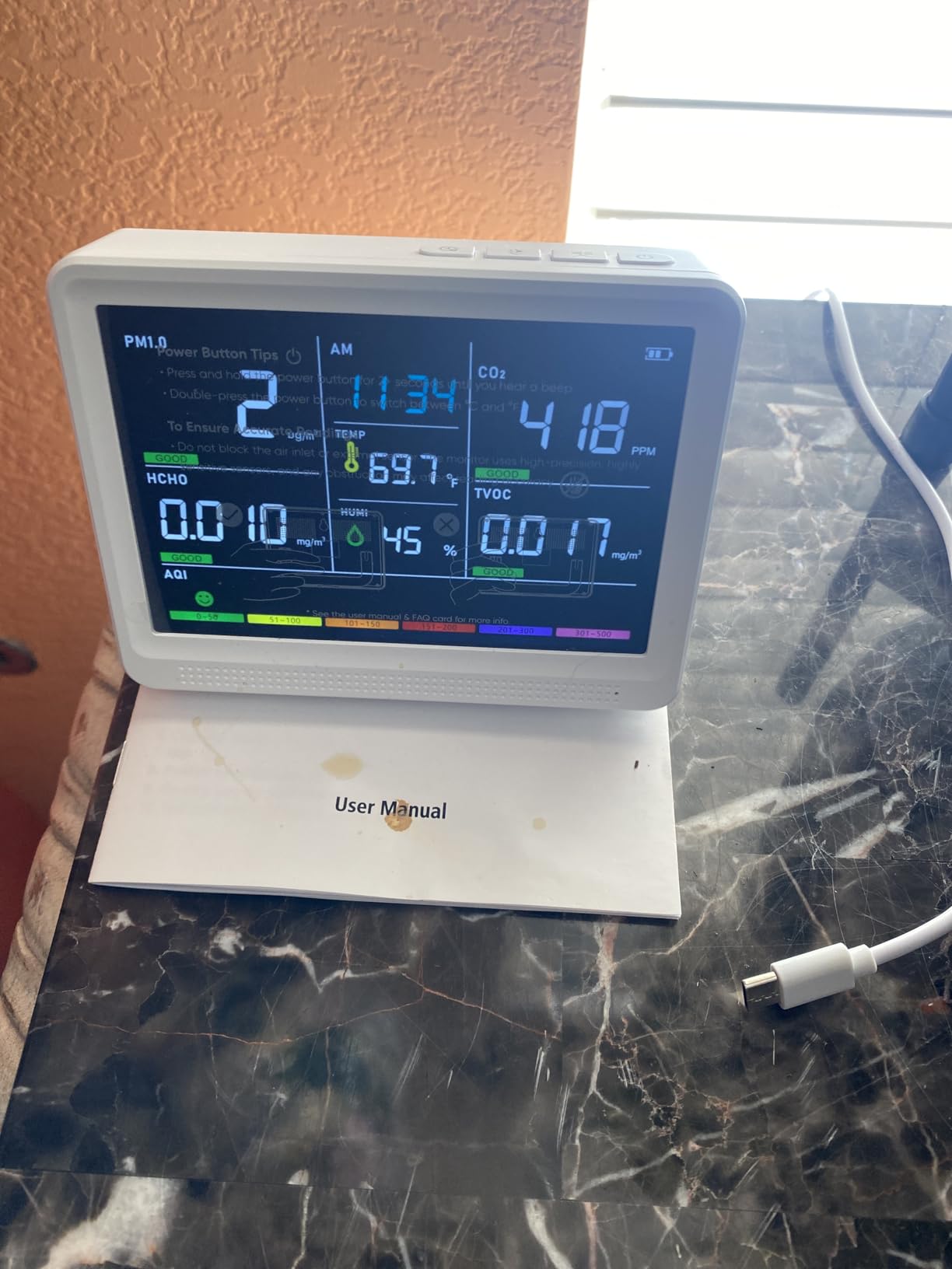 Professional 16 in 1 Air Quality Monitor Indoor 10h Battery & 5.5