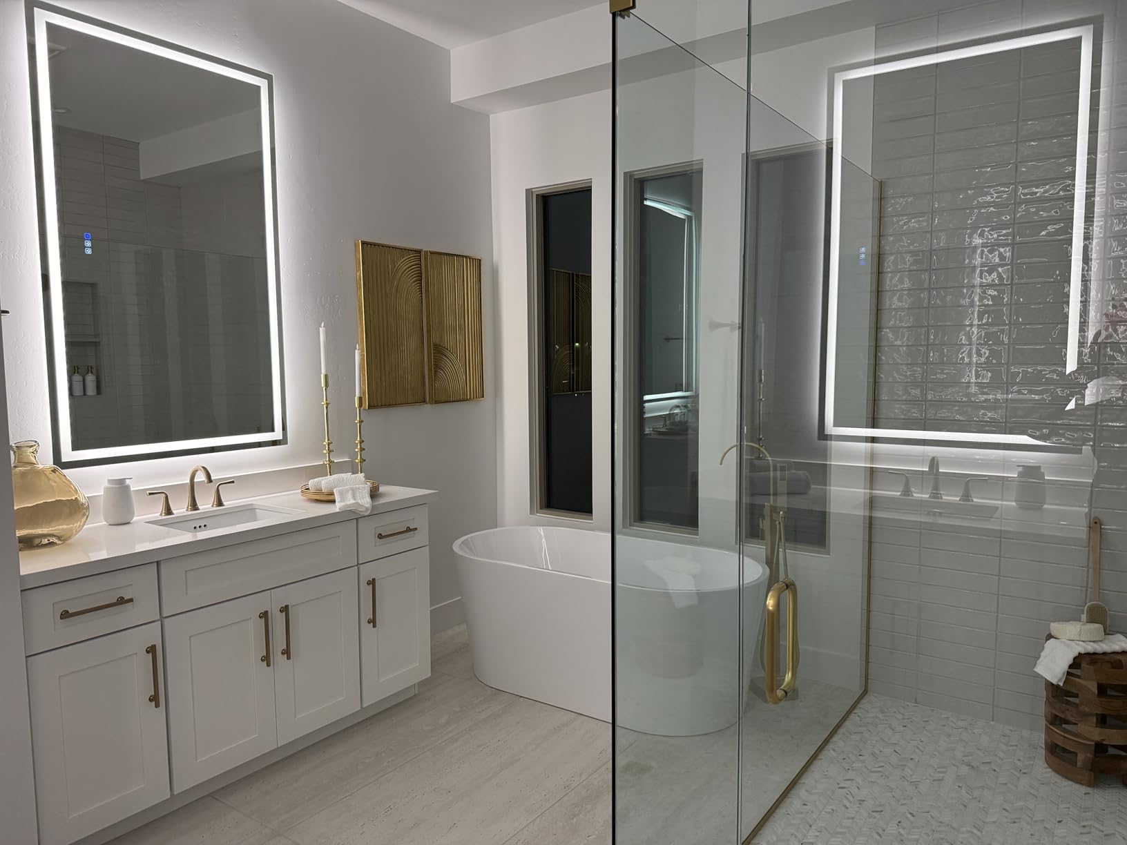GarveeHome 60x36 LED Bathroom Mirror with Lights, Dimmable, Anti-Fog, Backlit + Front Lit, and 3X Magnification Mirror, Smart Bathroom Vanity Mirror for Wall, Memory Function, Shatter-Proof customer photo 2