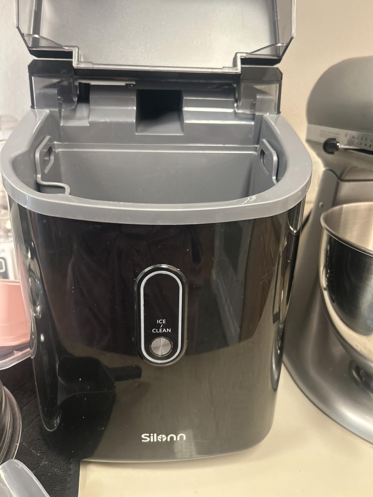 Silonn Nugget Ice Maker Countertop - 44lbs/24h Crushed/Pebble Ice Machine, Front Pull-Out Water Tank & Removable Basket, Stainless Steel Finish for Home Kitchen customer photo 1