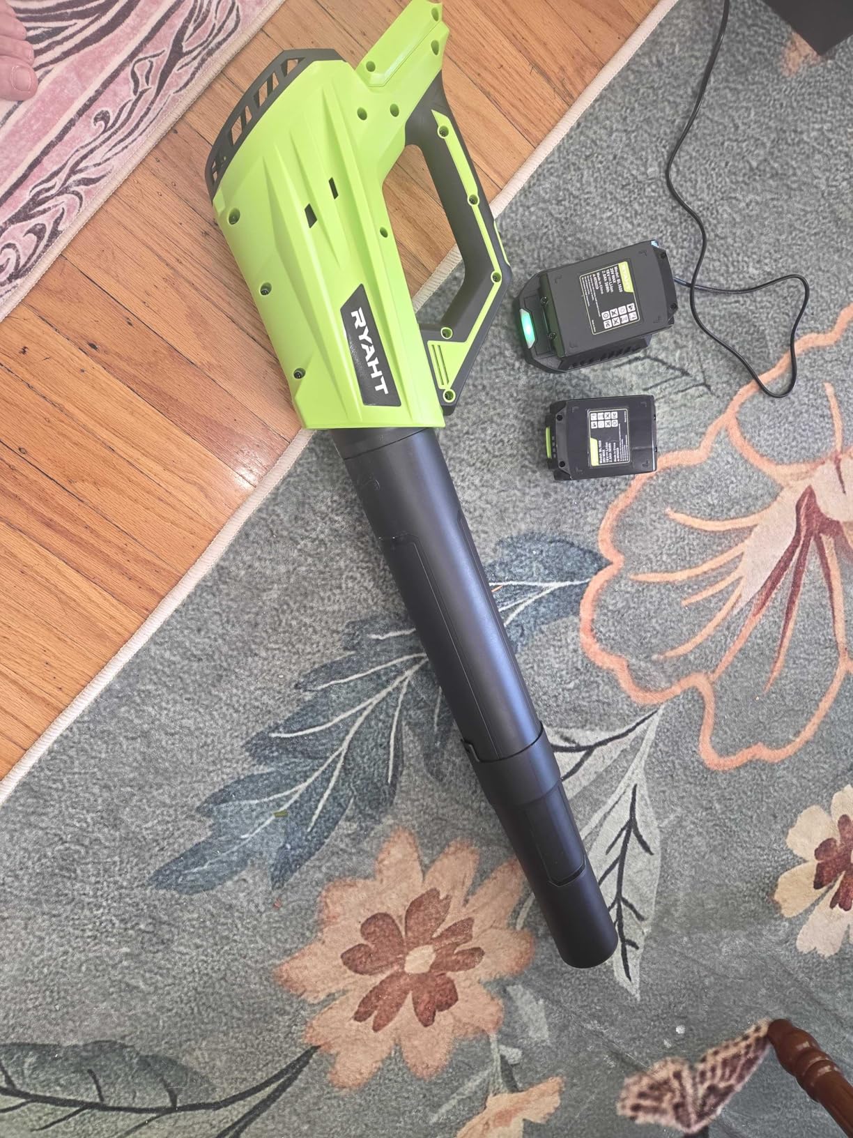 Leaf Blower Cordless, Leaf Blower with Battery and Charger - 2 Speed Modes, 2 Batteries, 20V Powerful Lightweight Electric Blowers for Blowing Leaves, Lawn Care, Patio Cleaning and Dust, Green customer photo 2