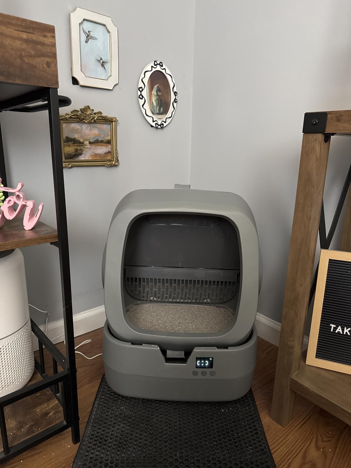 UPFAS Automatic Cat Litter Box Self Cleaning - APP Control - Weight Monitoring - Ultra-Quiet, Medium Cats and Kittens Litter Box, Safe Anti-Pinch【Assembly Required】- Grey customer photo 2
