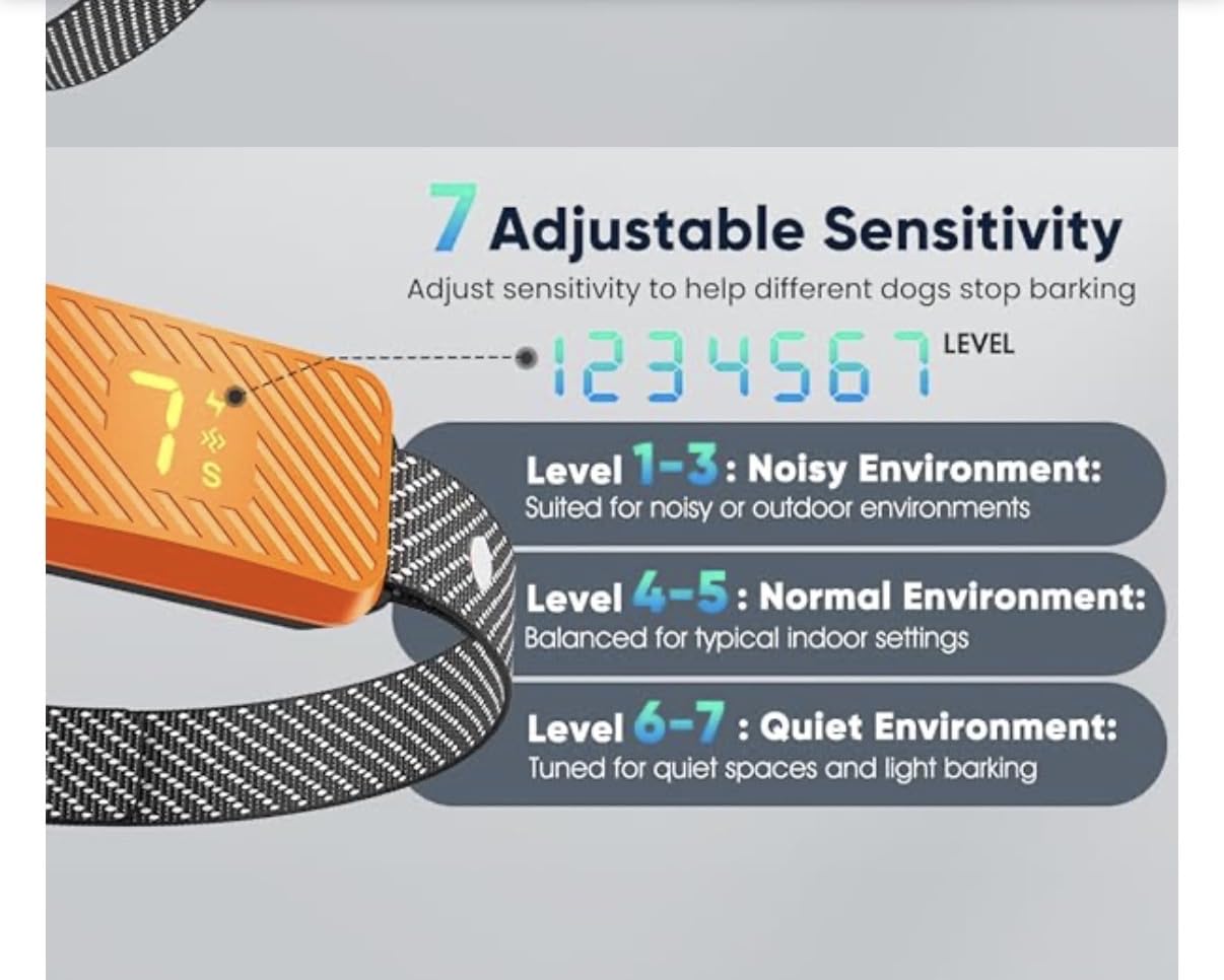 Dog Bark Collar for Large Medium Small Dogs, Effective No-Bark Collar, Smart Barking Collar, Rechargeable Bark Collar with 7 Sensitivity, 3 Modes, Waterproof, Carrot Orange customer photo 2