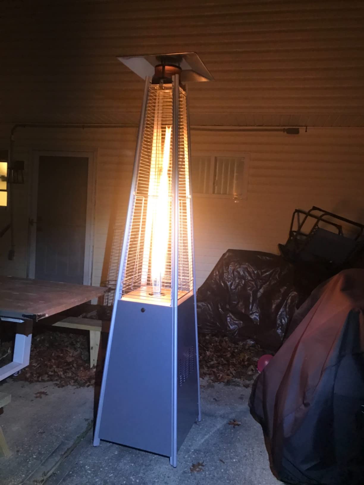 LAUSAINT HOME 48,000 BTU Pyramid Propane Heater - Outdoor Heater for Patio with Waterproof Cover & Wheels, 87