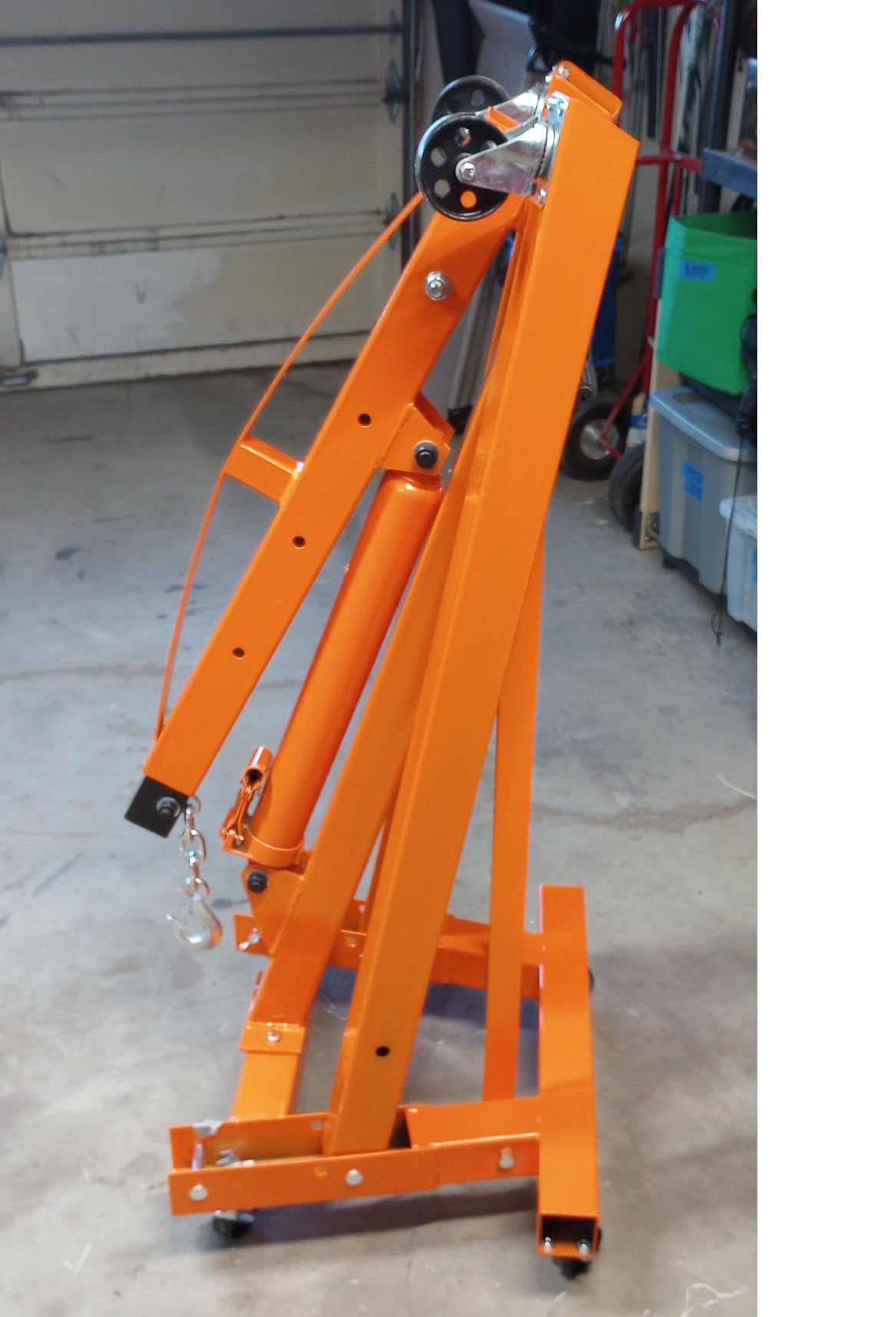 Hydraulic Engine Hoist 2 Ton, Cherry Picker Shop Crane with 6 Casters and Telescopic Boom, 4400 Lbs Heavy Duty Engine Hoist Crane Lift for Garage, Workshop, Automotive Repair, Yellow customer photo 1