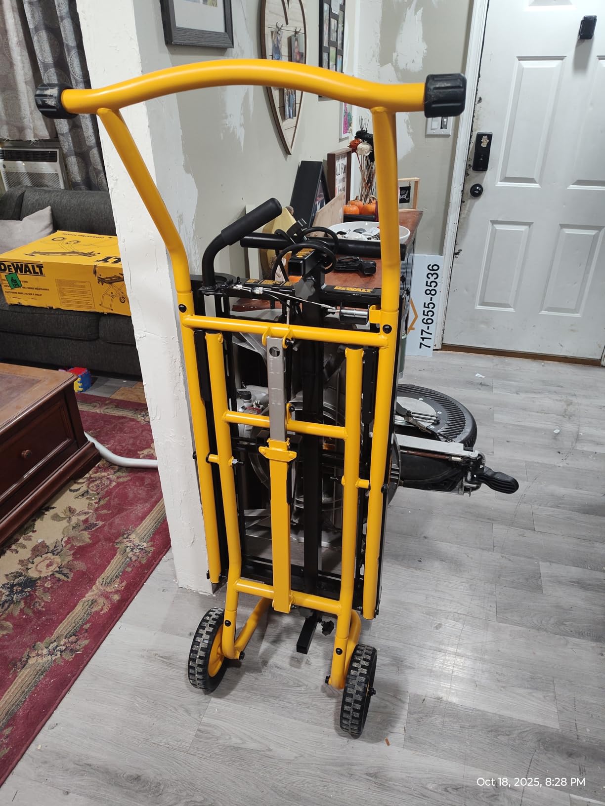 DEWALT Miter Saw Stand With Wheels, 32-1/2 in. x 60 in Foldable Rolling Stand, Adjustable Height, Durable Steel, 8 ft. Material Support, Universal Mounting Rails (DWX726) customer photo 1