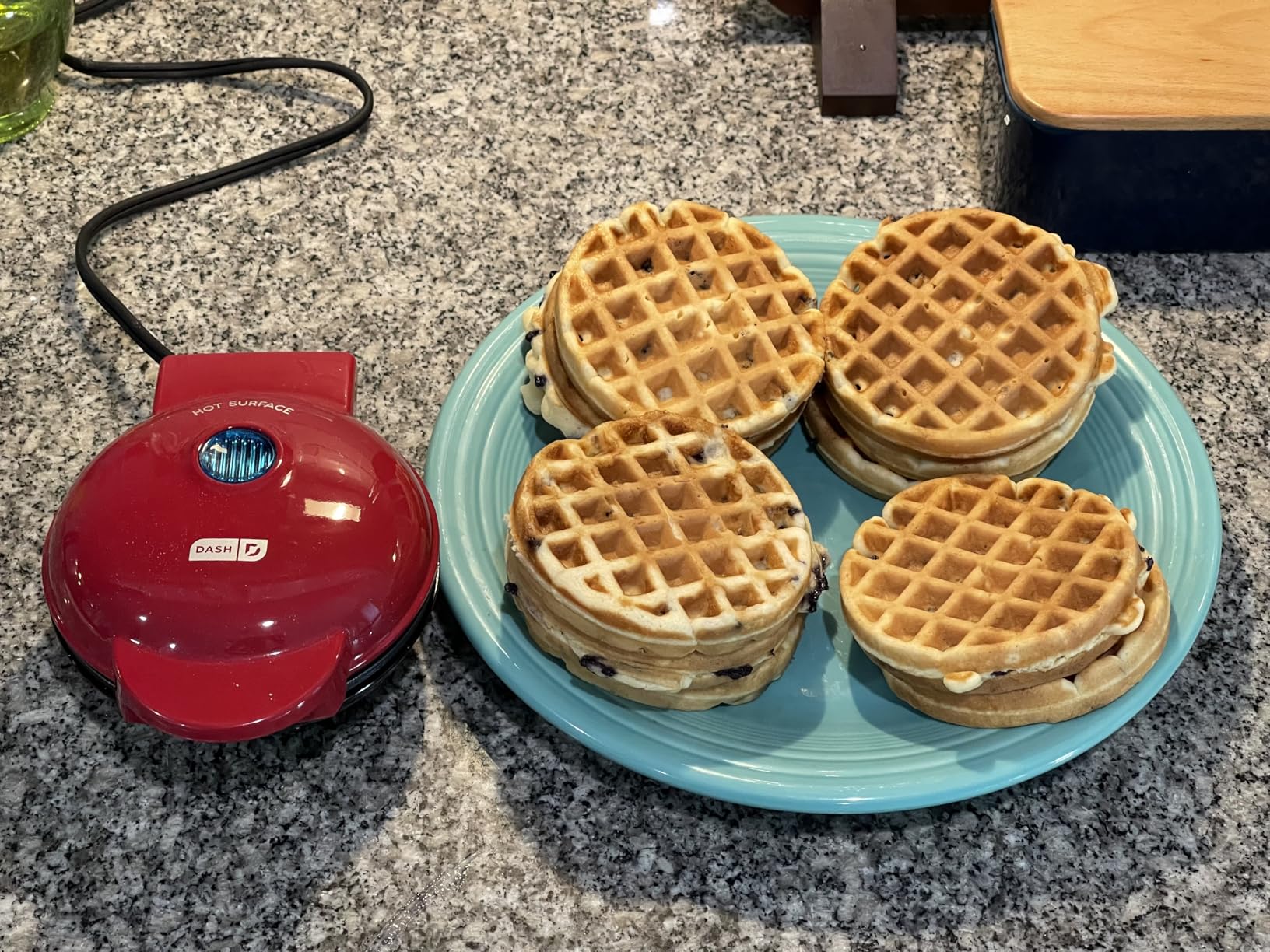 Dash Mini Waffle Maker- Compact Electric Iron for Creative Homemade Treats - Nonstick Surface - Easy-to-Clean - Perfect for Kids & Families - Red customer photo 1