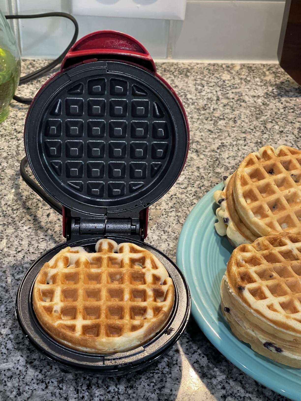 Dash Mini Waffle Maker- Compact Electric Iron for Creative Homemade Treats - Nonstick Surface - Easy-to-Clean - Perfect for Kids & Families - Red customer photo 2