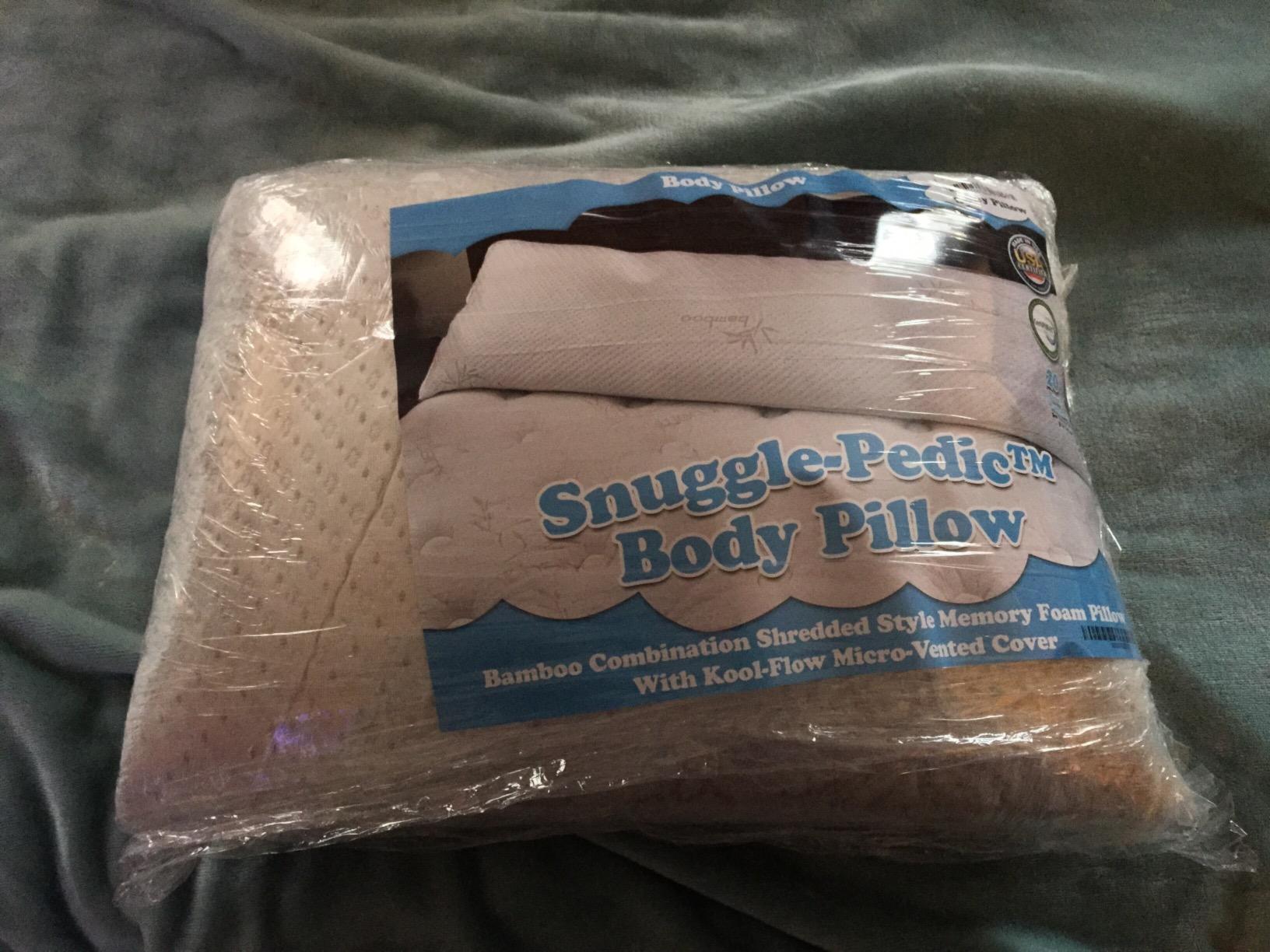Snuggle-Pedic Body Pillow for Adults - Breathable, Full Body Pillow for Side Sleepers - Shredded Memory Foam Gel - Cooling Long Pillow Supports Legs, Belly & Hips - 20x54 White customer photo 1