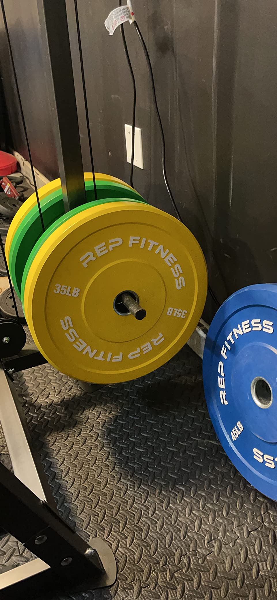 REP Fitness Color Bumper Plates LB Olympic Barbell Weights - Rubber Training Discs for Home Gym Strength Lifting, Low Bounce Durable, Weight Pairs & Sets 10 15 25 35 45 Pound Options customer photo 2