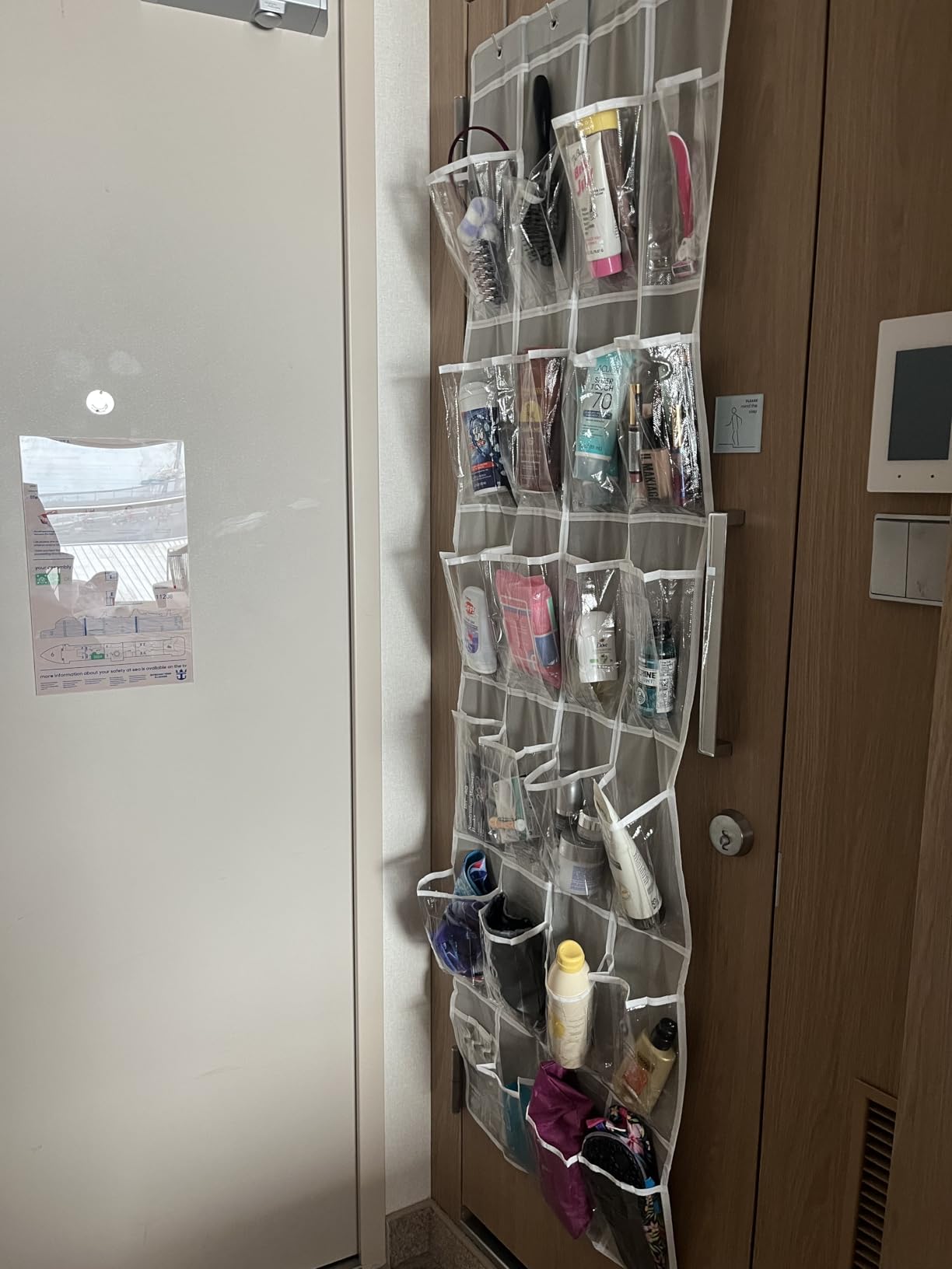 Simple Houseware 24 Pockets - Crystal Clear Over The Door Hanging Shoe Organizer, Gray (64
