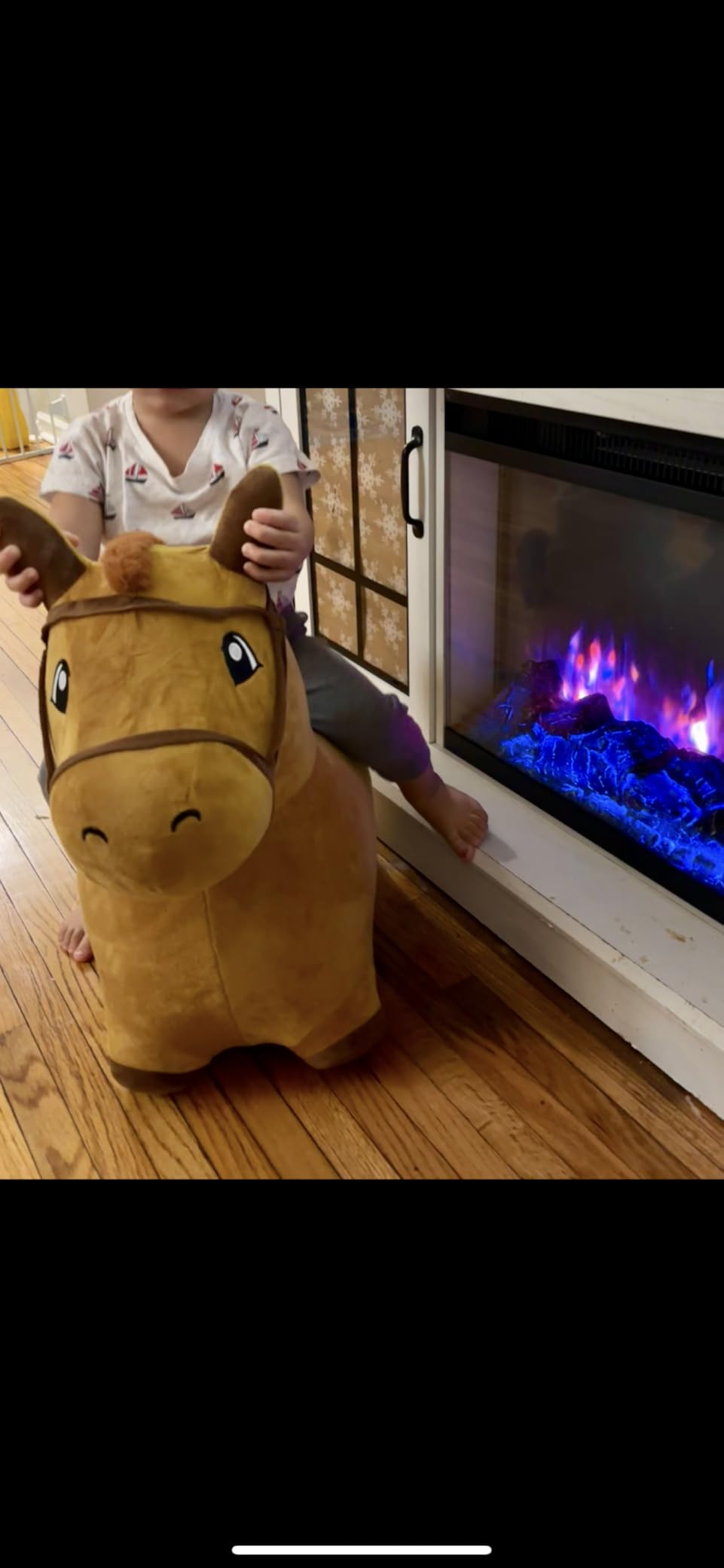 iPlay, iLearn Bouncy Pals Brown Hopping Horse, Toddler Plush Animal Hopper Toy, Kids Inflatable Ride on Bouncer W/Pump, Indoor Outdoor Jumper, Birthday Gifts for 18 24 Months 2 3 Year Old Boys Girls customer photo 1