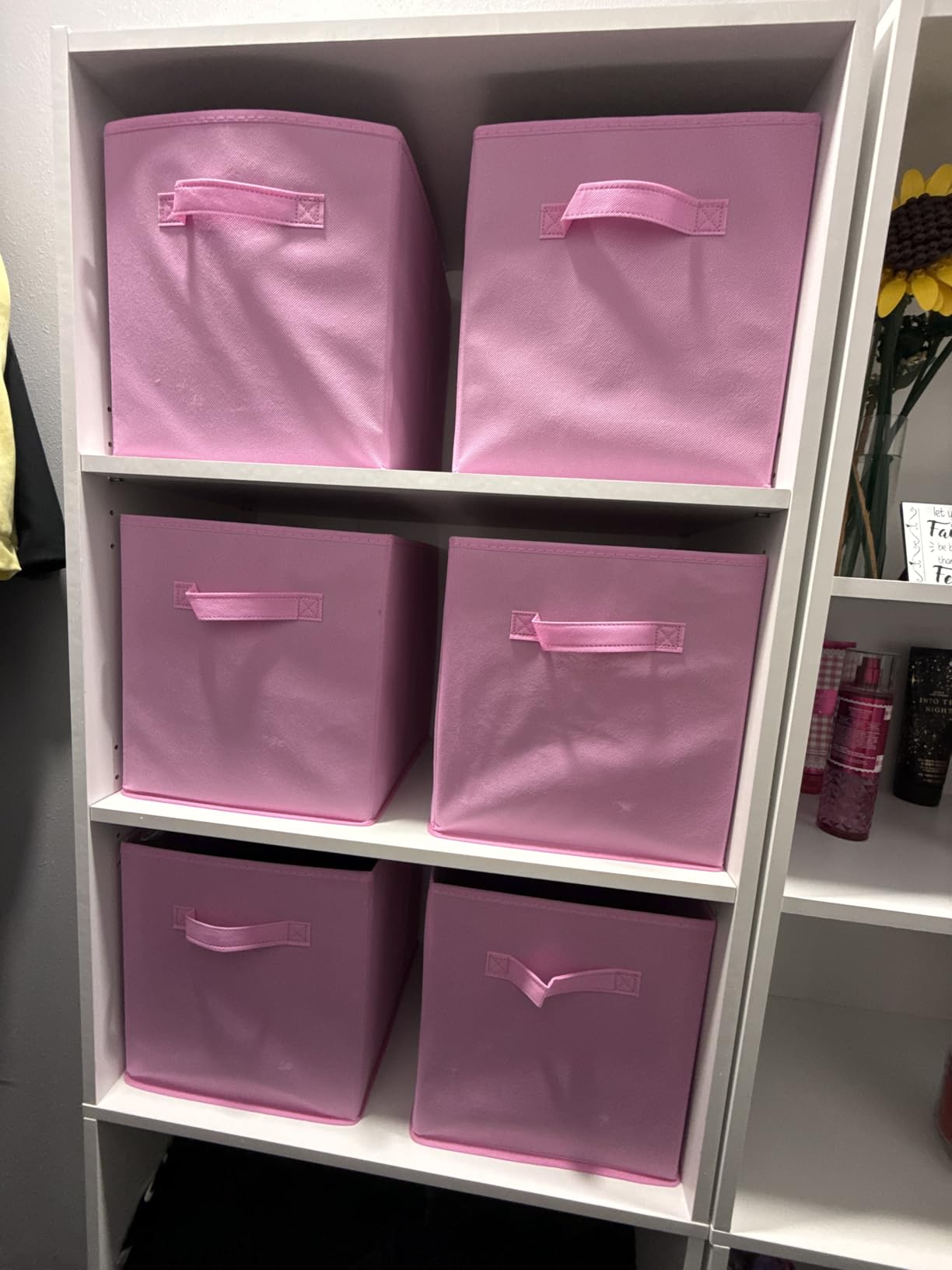 Set of 8 Foldable Fabric Storage Cube Bins | Collapsible Cloth Organizer Baskets Containers | Folding Nursery Closet Drawer | Features Dual Handles | More Beautiful Colors Available (Beige) customer photo 2