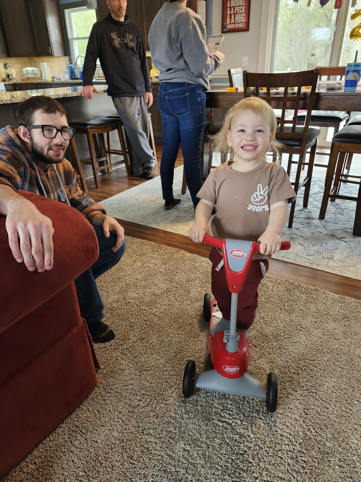 Radio Flyer Scoot 2 Scooter, Blue/Red/Pink, for Kids Ages 1-4, Ride On Toy or 4-Wheel Kids Scooter, Durable Wheels and Frame, Converts Easily with Flip Deck customer photo 1