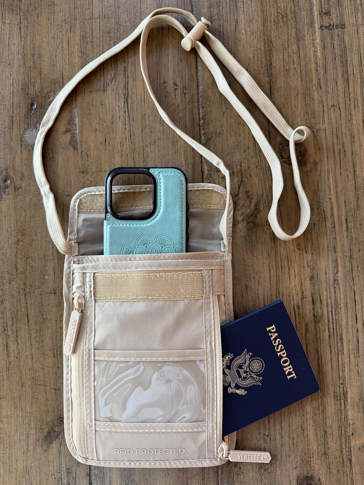 Neck Wallet - RFID Blocking Passport Holder for Travel, Hidden Passport Wallet, Concealed Travel Wallet for Women, Men & Family (Gray) customer photo 1