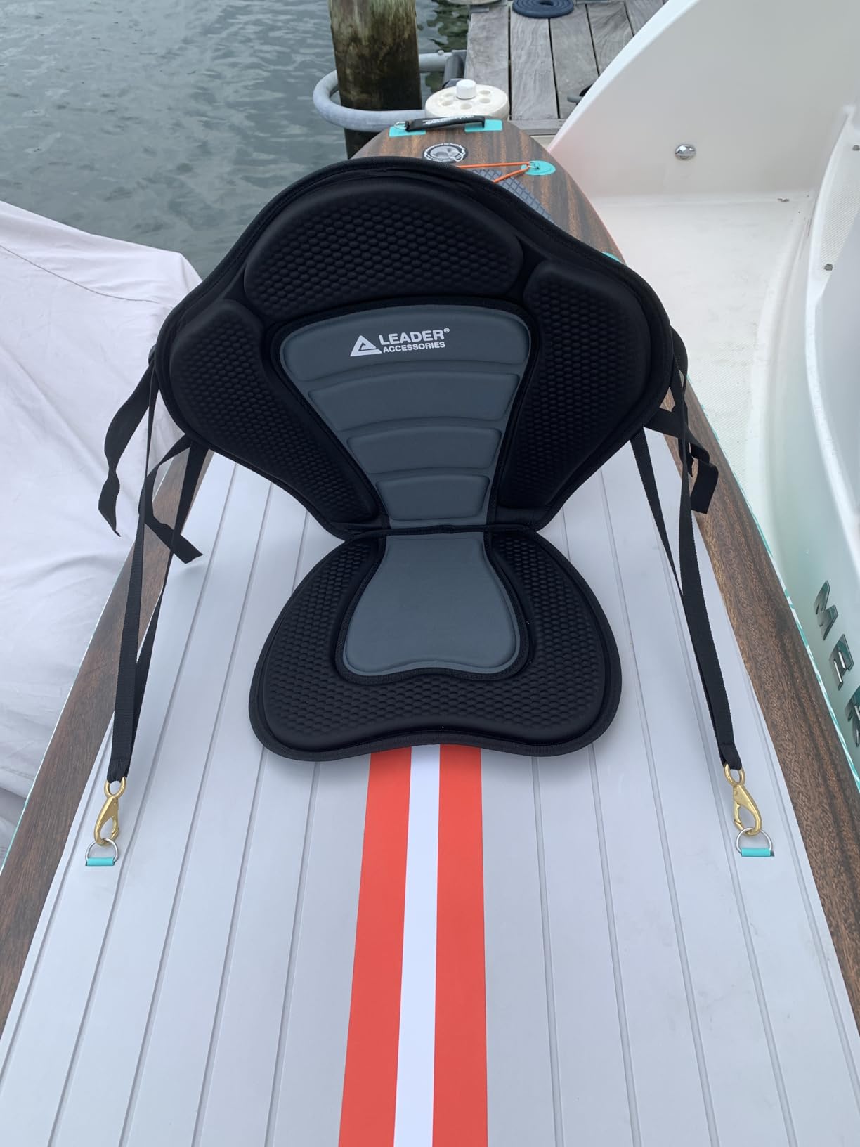 Leader Accessories Kayak Seats Paddle Board Seat Universal Padded Canoe SUP Seat with Back Support - Deluxe Kayak Chair Seat Cushion with Storage Bag customer photo 2