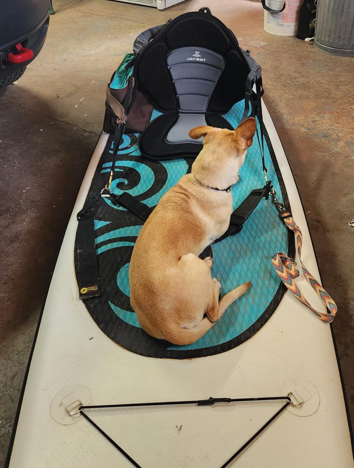 JAYEGT Kayak Seat Deluxe Padded Back Canoe Seat with Back Support ,SUP Paddle Board Seats Fishing Seat for Universal Sit with Detachable Storage Bag and 4 Adjustable Straps. customer photo 2