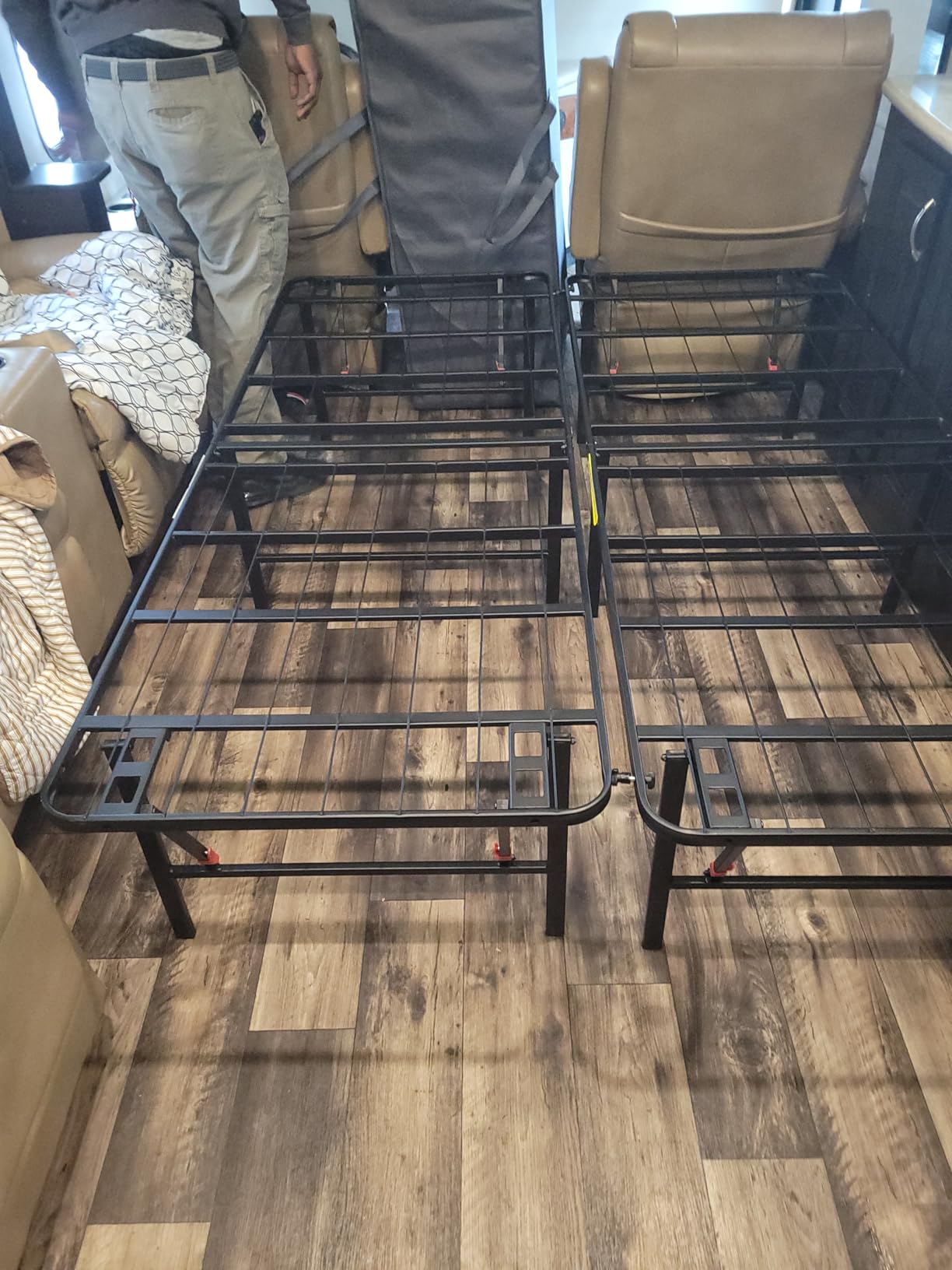 Amazon Basics Foldable Metal Platform Bed Frame with Storage, Sturdy Steel Support, No Box Spring Needed, 14-inch High, Tool-Free Setup, Twin Size, Black customer photo 1
