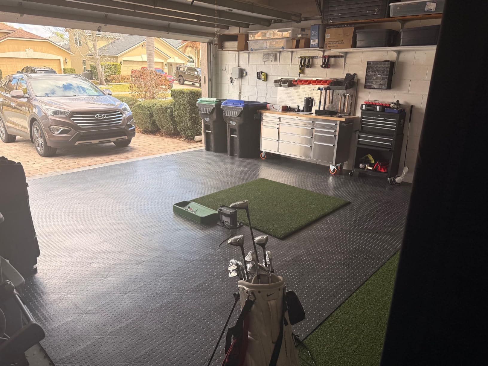 Big Floors GarageDeck Garage Floor Tiles, Interlocking Garage Flooring, Coin Pattern Non-Slip Heavy-Duty Copolymer Modular Tile (Graphite, 48 Pack of 12 x 12
