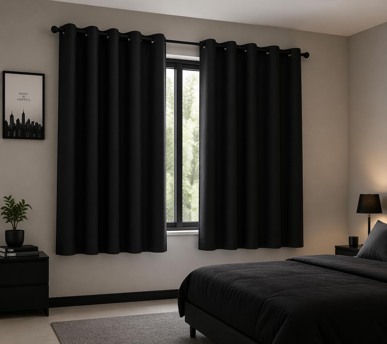 BGment Blackout Curtains for Bedroom - 63 Inch Long Navy Blue Grommet Room Darkening Thermal Insulated Window Drapes for Kids Boys Room, 2 Panels, 42x63 Inch customer photo 1