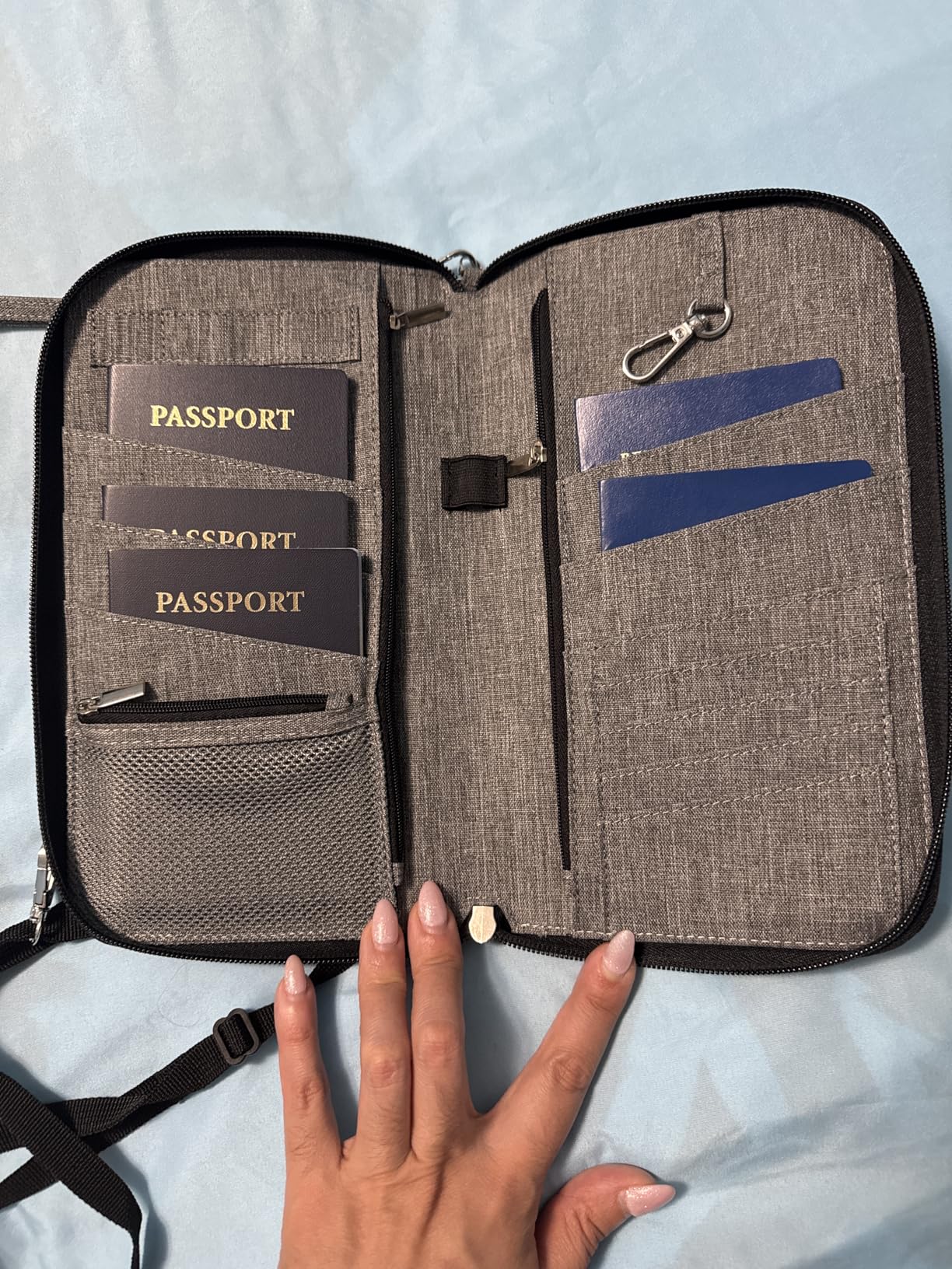 Premium Family Travel Document Organizer Capacious RFID Passport Holder Wallet (Large, gray) customer photo 1