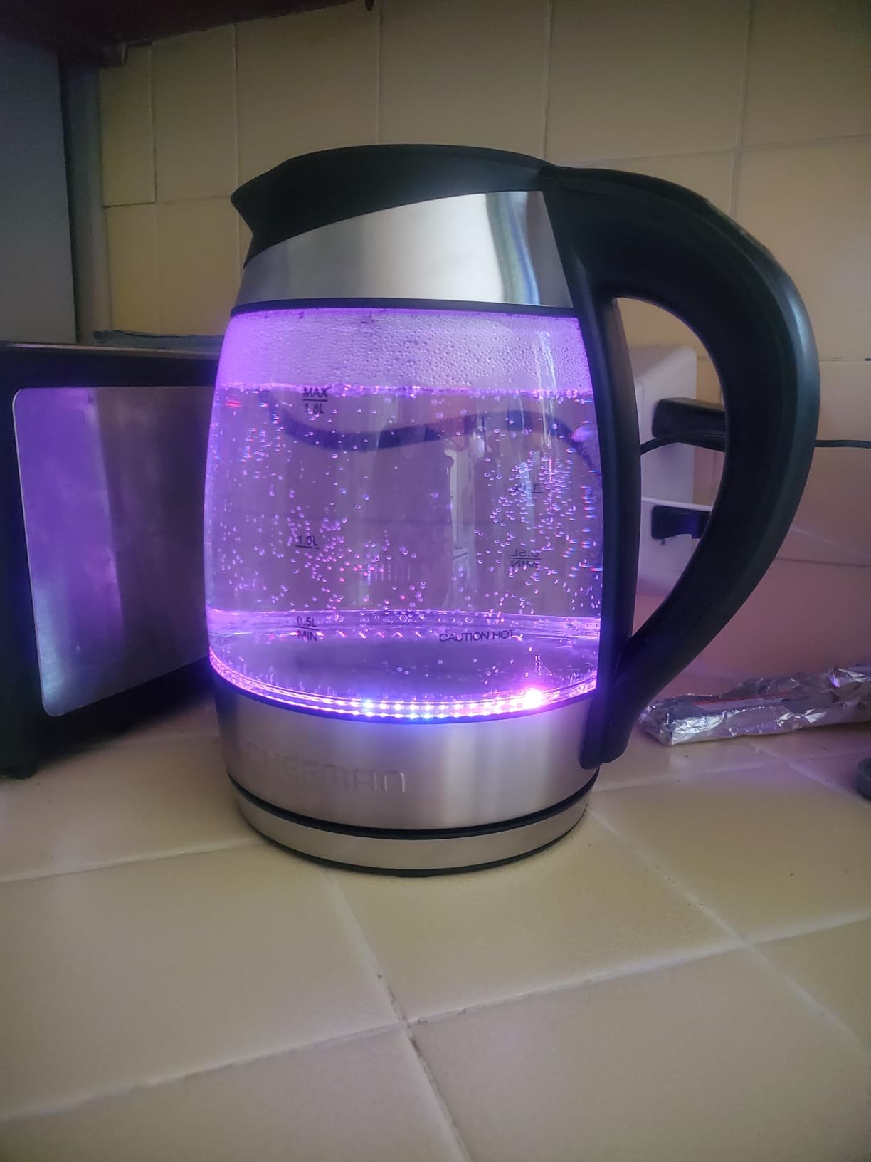 Chefman Electric Kettle with Temperature Control, 5 Presets LED Indicator Lights, Removable Tea Infuser, Glass Tea Kettle & Hot Water Boiler, 360 Swivel Base, BPA Free, Stainless Steel, 1.8 Liters customer photo 2
