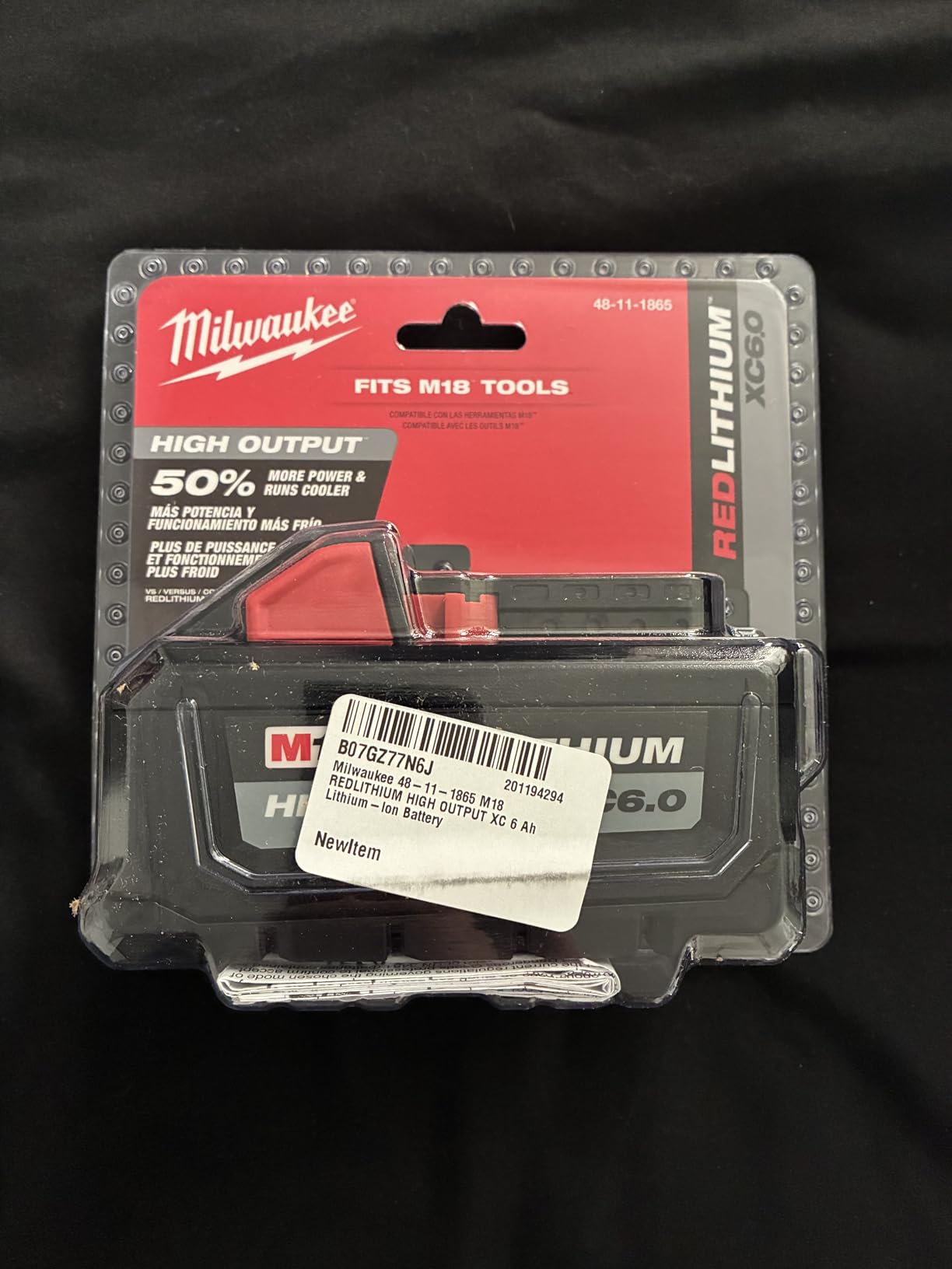 Milwaukee 48-11-1865 M18 REDLITHIUM HIGH OUTPUT XC 6 Ah Lithium-Ion Battery customer photo 2